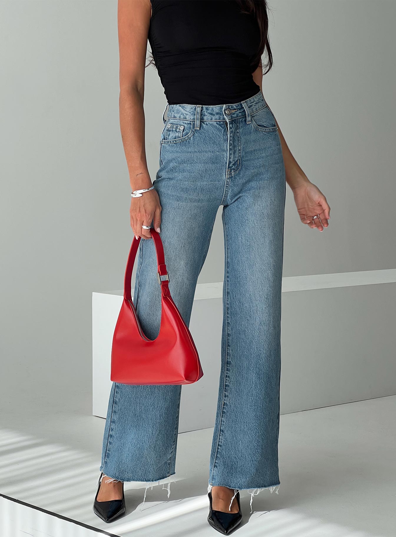 Henesey Raw Hem Jeans Mid Wash Tall、mySite、solidvoid