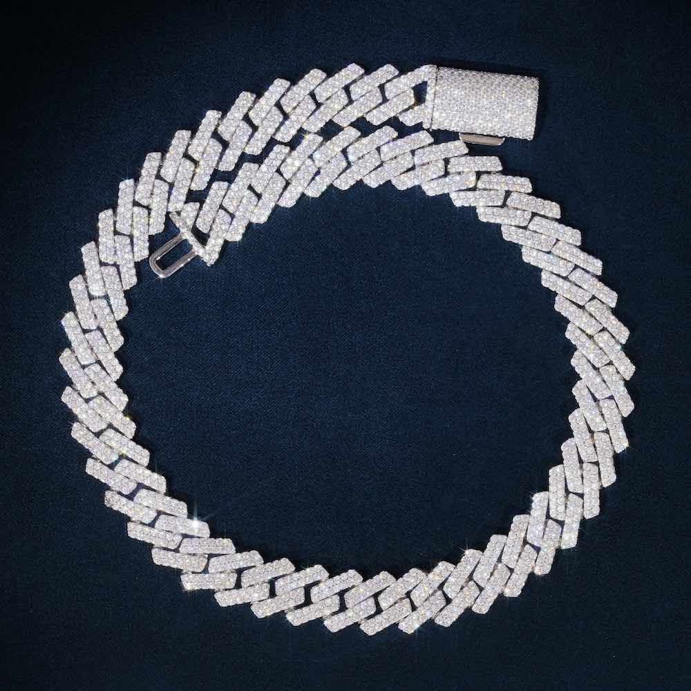 2-Row 15MM Moissanite Cuban Link Chain 14K Gold、mySite、hinf8tx79