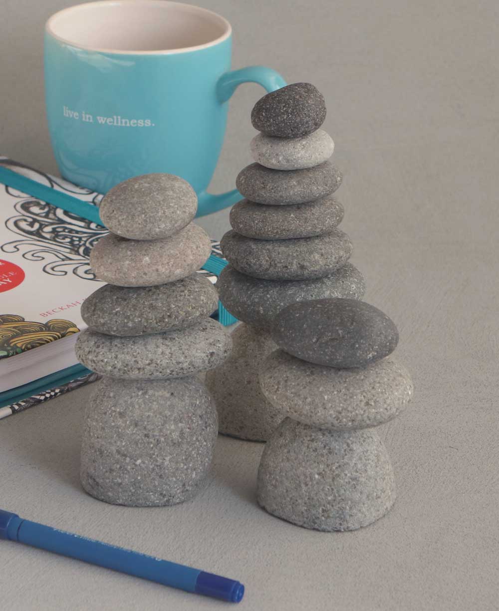 Set of 3 Miniature Stone Zen Cairn Natural Rock Sculptures、mySite、topwebapps