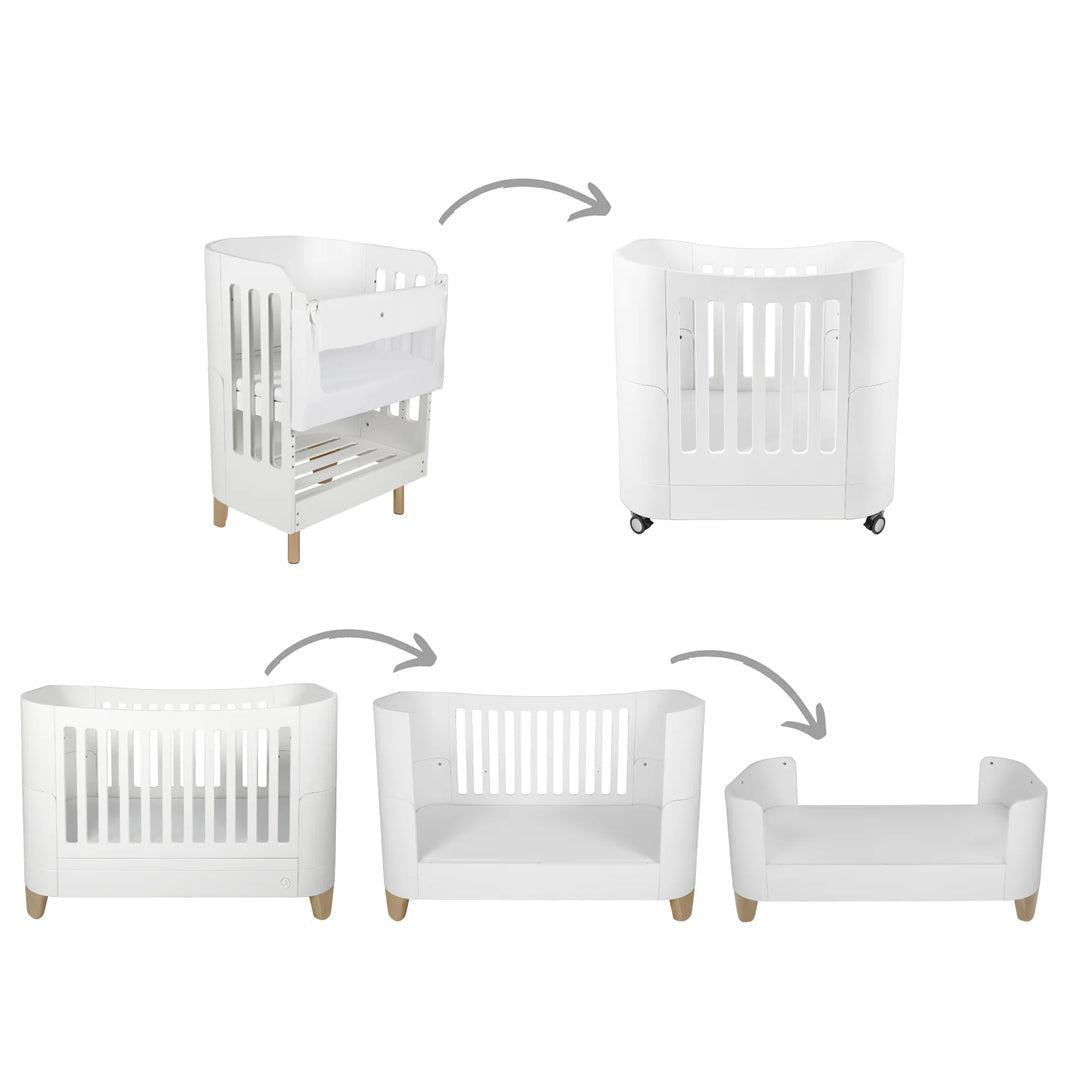  Gaia Baby Serena All-In-One Includes Bedside (Incl Bedside mattress), Mini Cot & Cot Bed - White / Natural、mySite、merchandisen