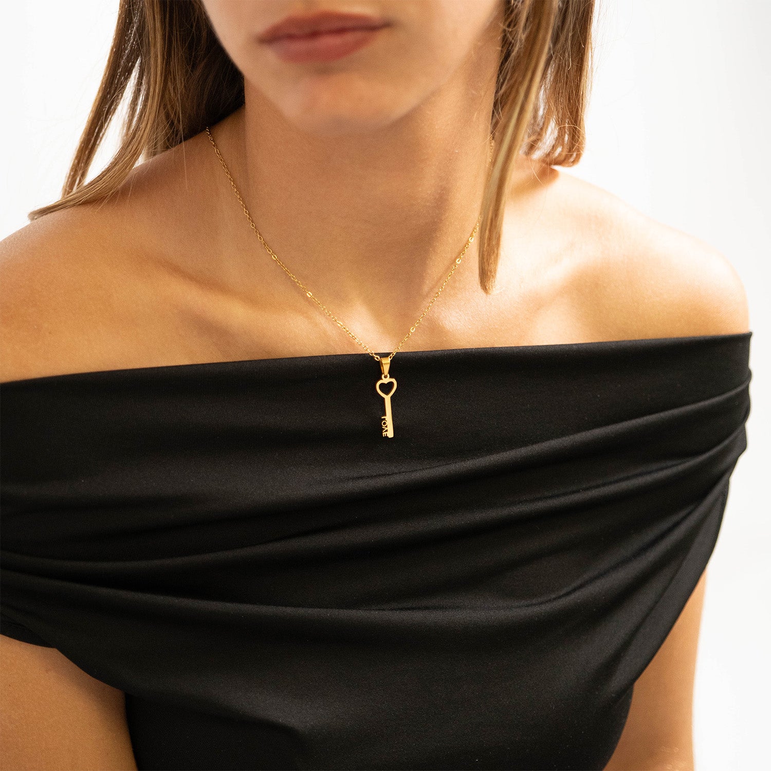 18K Gold PVD Stainless Steel Love Key Pendant Necklace / CHN0070、mySite、dreamappss