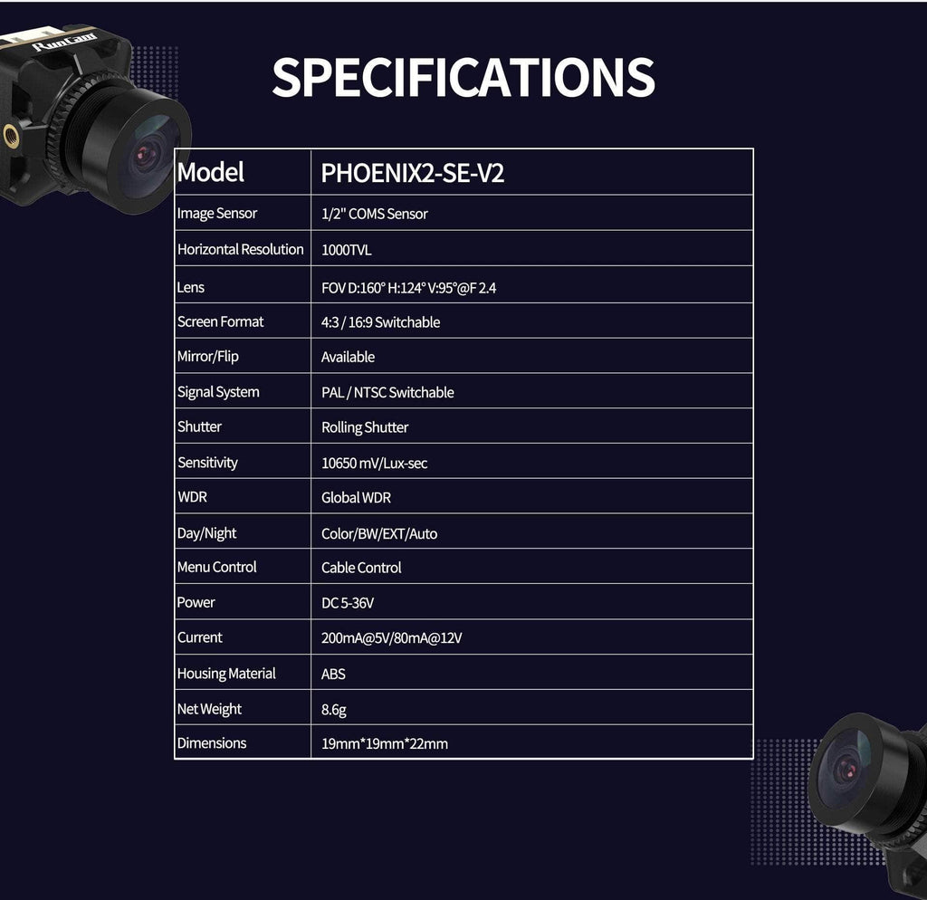 Runcam Phoenix 2 Special Edition Micro 1000TVL CMOS 4:3/16:9 NTSC/PAL FPV Camera