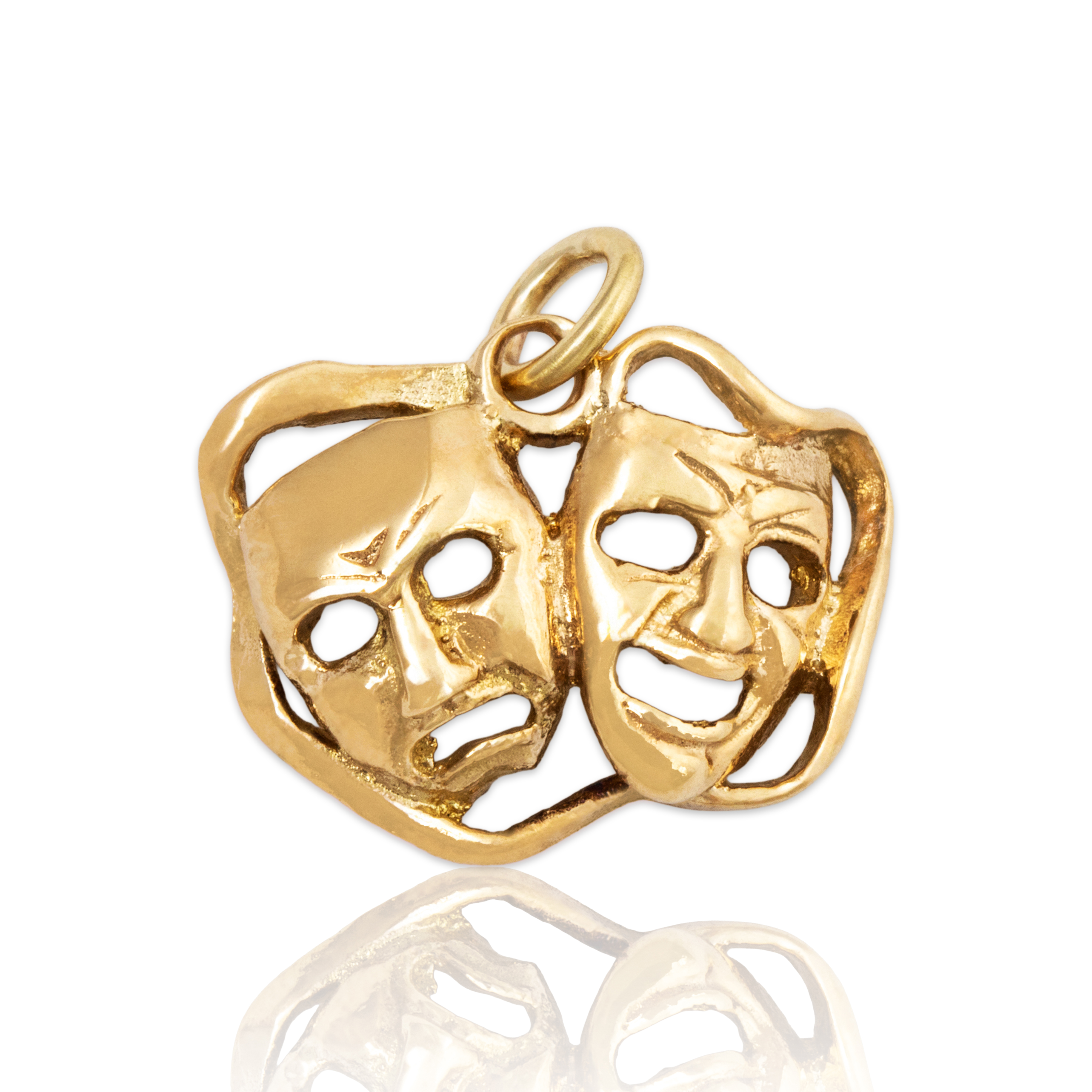 Vintage English 9k Yellow Gold Drama Masks Melpomene & Thalia Charm / Pendant、mySite、hinf8tx79