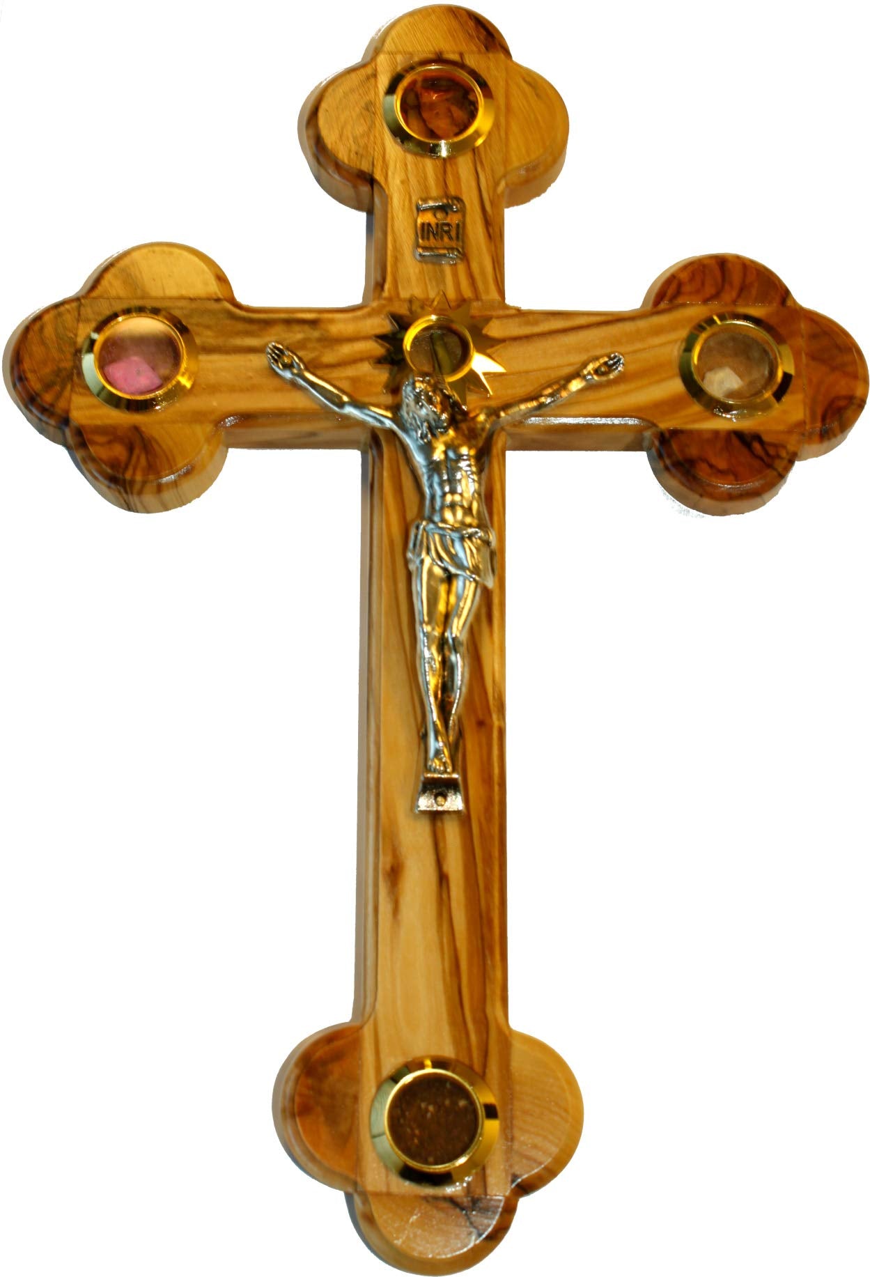 Holy Land Market Olive Wood Budded Crucifix with Five Essences of The Holy Land (11 Inches)、mySite、topwebapps
