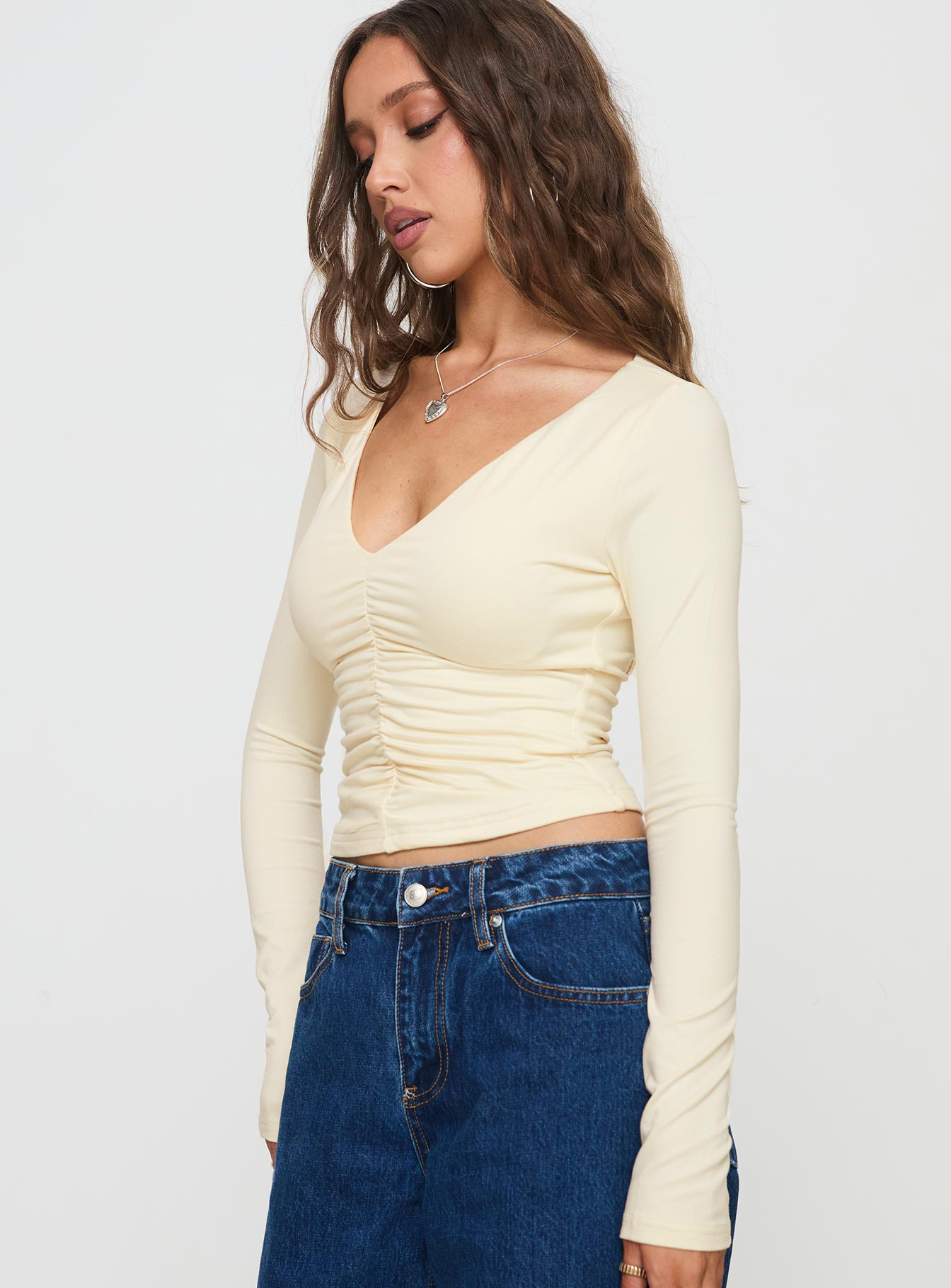 Riva Ruched Top Cream、mySite、solidvoid