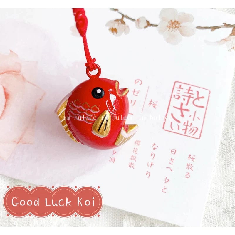 Japanese Lucky Pig or Koi Bell Laniard Handmade、mySite、g9winljtr