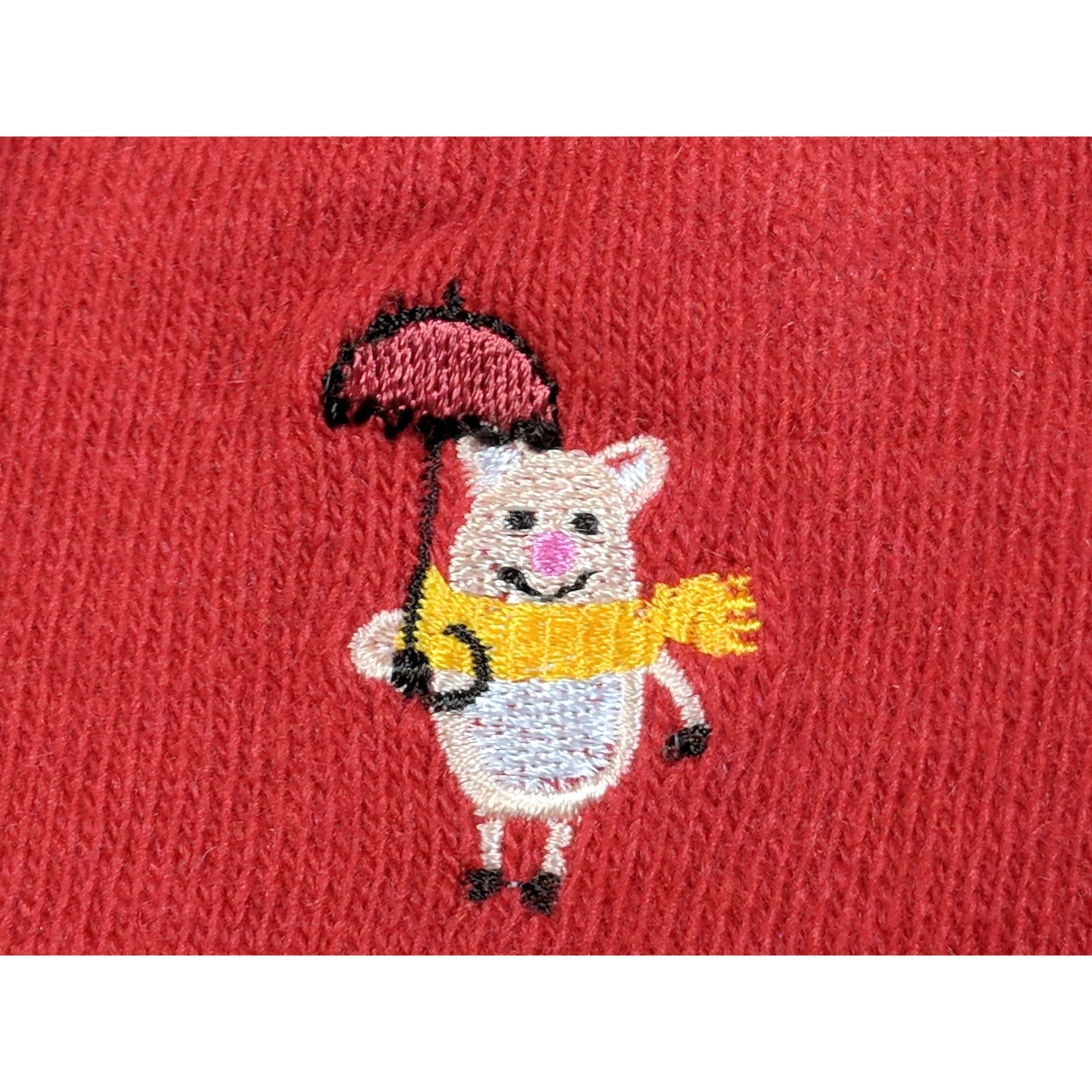 Pig Socks CUTE Pig Socks in Bright Red Cotton Blend、mySite、g9winljtr