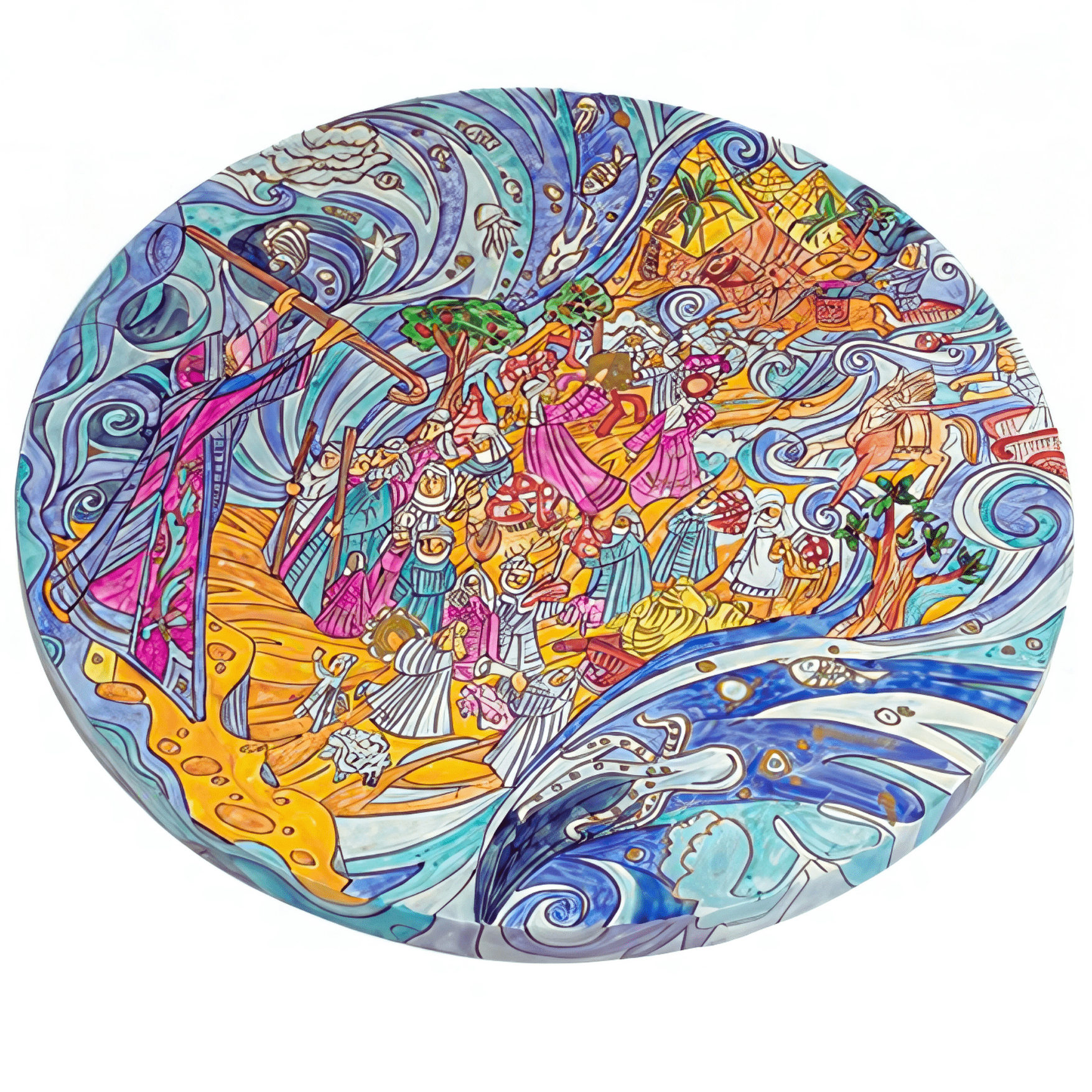 Hand-Painted Exodus Seder Plate by Yair Emanuel、mySite、topwebapps