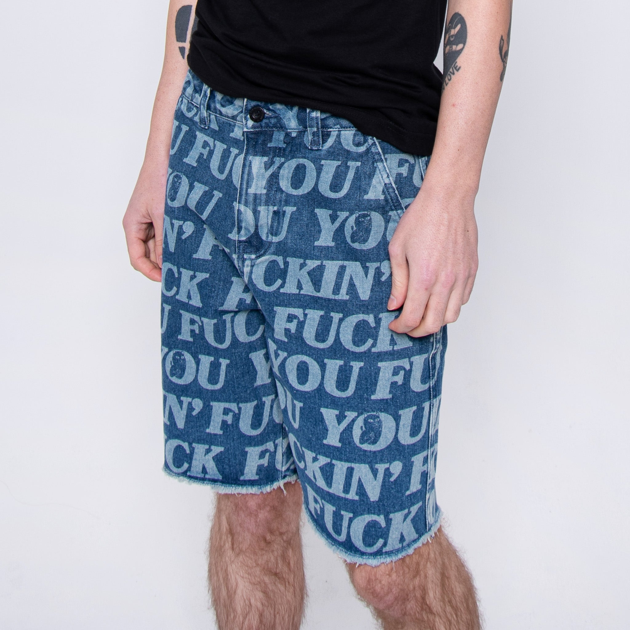  Fuckin Fuck Denim Shorts (Medium Wash)、mySite、merchandisen