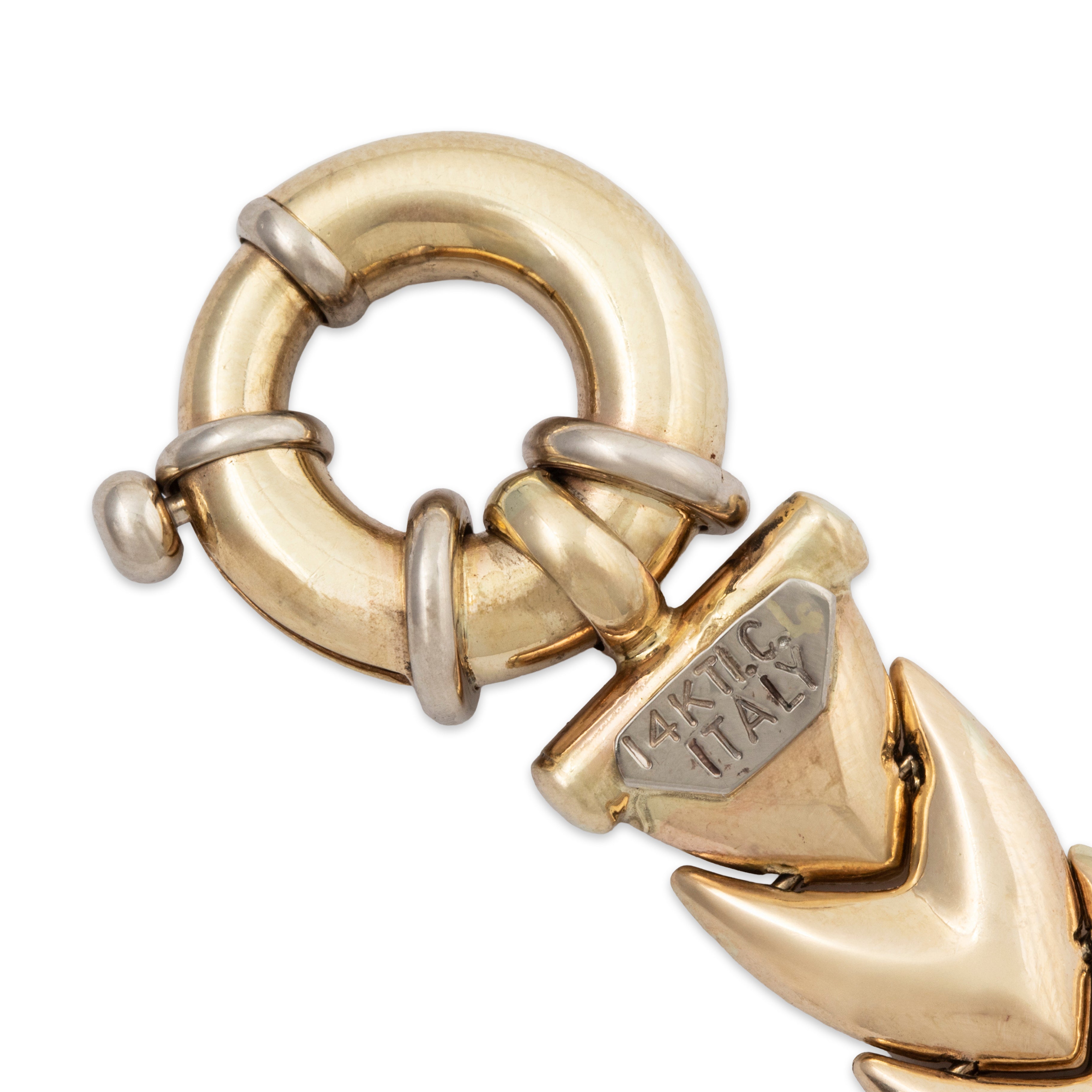 Vintage Italian 14k Yellow Gold Oversize Clasp Link Bracelet 6.75、mySite、hinf8tx79