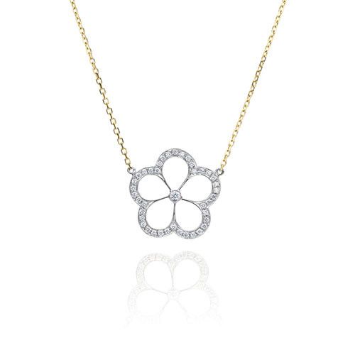 Gumuchian G. Boutique 18k Two Tone Gold Diamond Daisy Necklace、mySite、hinf8tx79