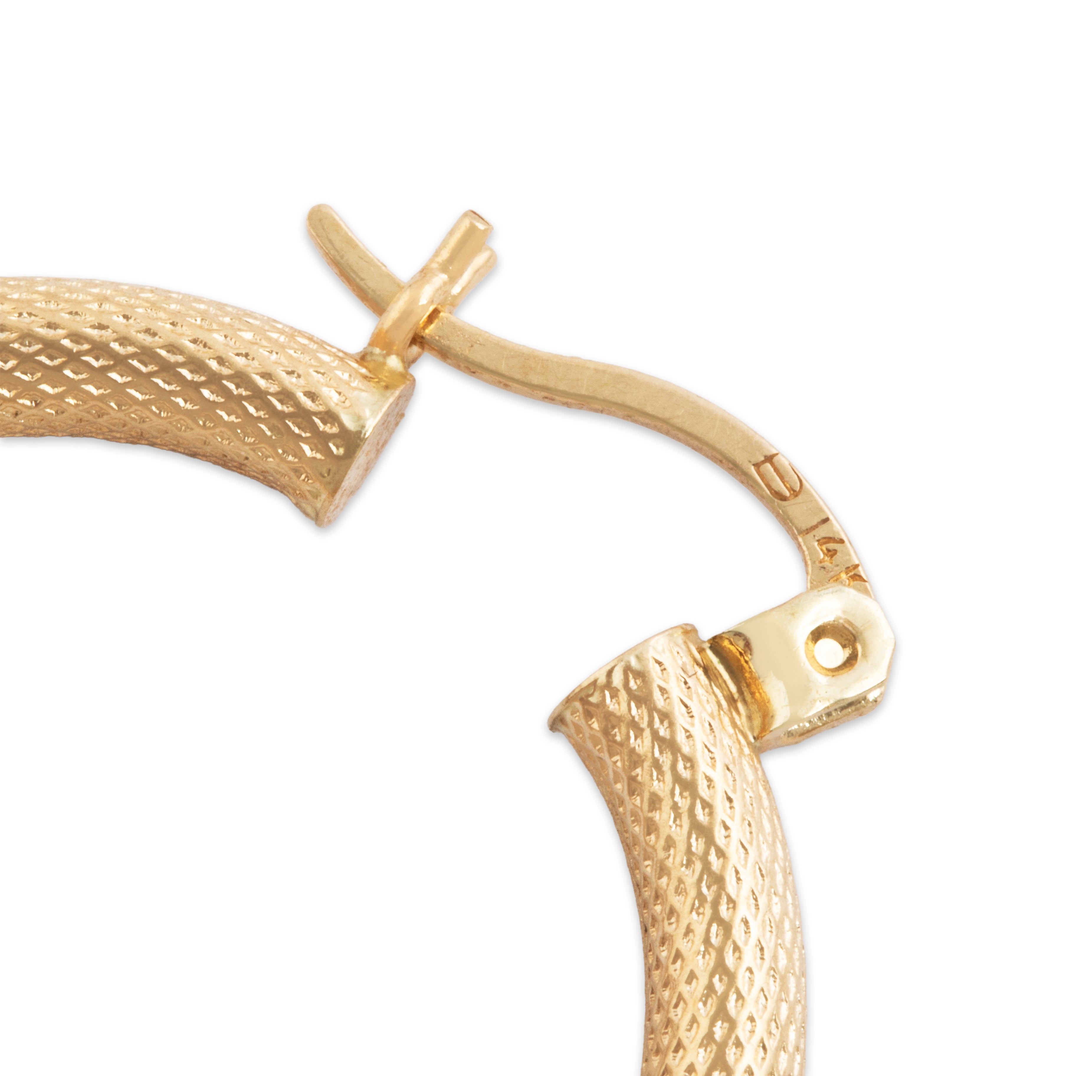 Vintage 14k Yellow Gold Textured Oval Hoop Earrings、mySite、hinf8tx79