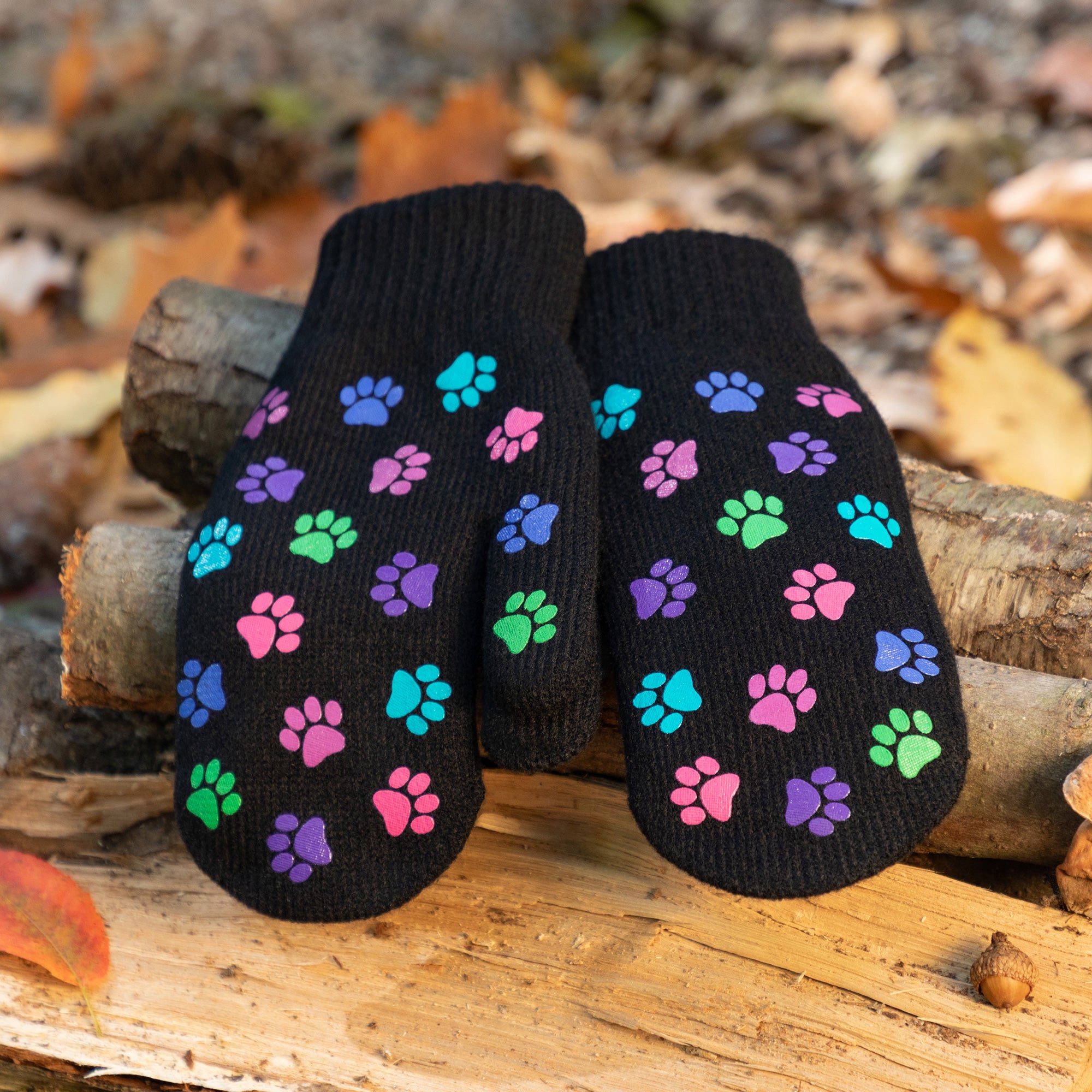 Pretty Paw Print Fleece-Lined Mittens、mySite、camillekostekn