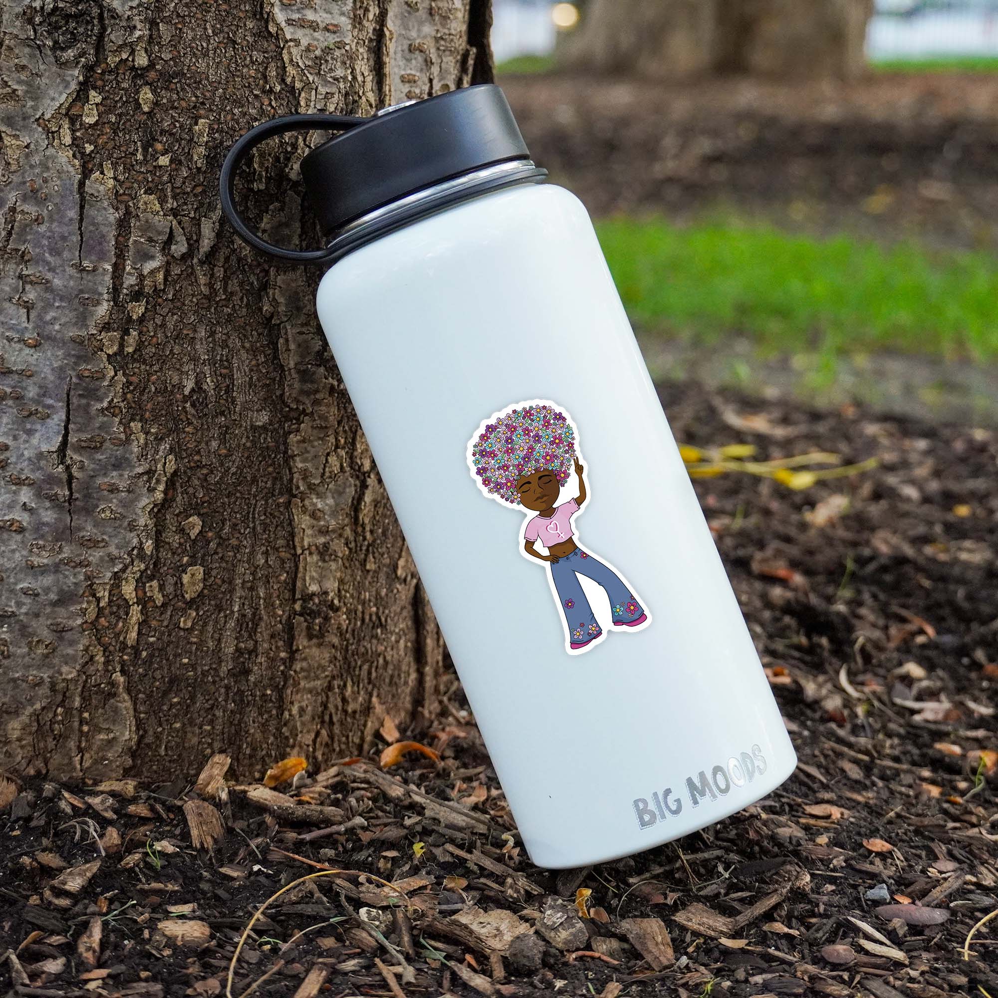  Groovy Girl With Flower Hair Sticker、mySite、ghnorth