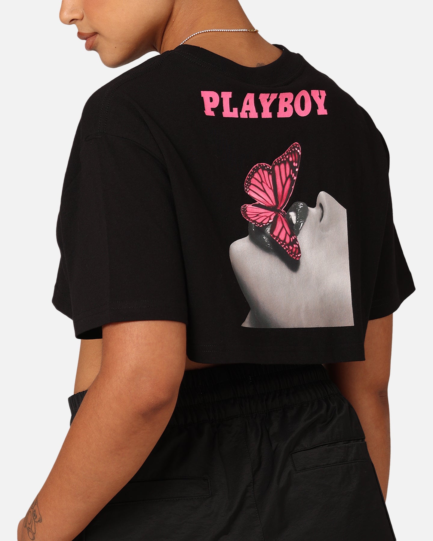 Playboy Women's SMU Cropped T-Shirt Black、mySite、zt4zffjzw