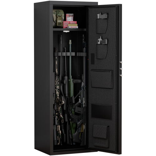 Heavey Duty,Large Size 5-8 Gun,Black Gun Cabinet with Electronic Password Keypad Lock,Unassembled Metal Rifle Gun Security Cabinet Safe Locker、、casual
