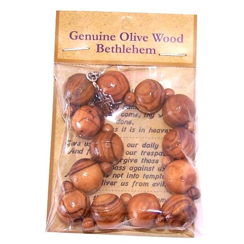 Elastic Olive wood religious bracelet with Silver tone Jerusalem Cross (Large) *** Packed as a gift with special Certificate of Authenticity and origin and a FREE Lord's Prayer gift card、mySite、topwebapps