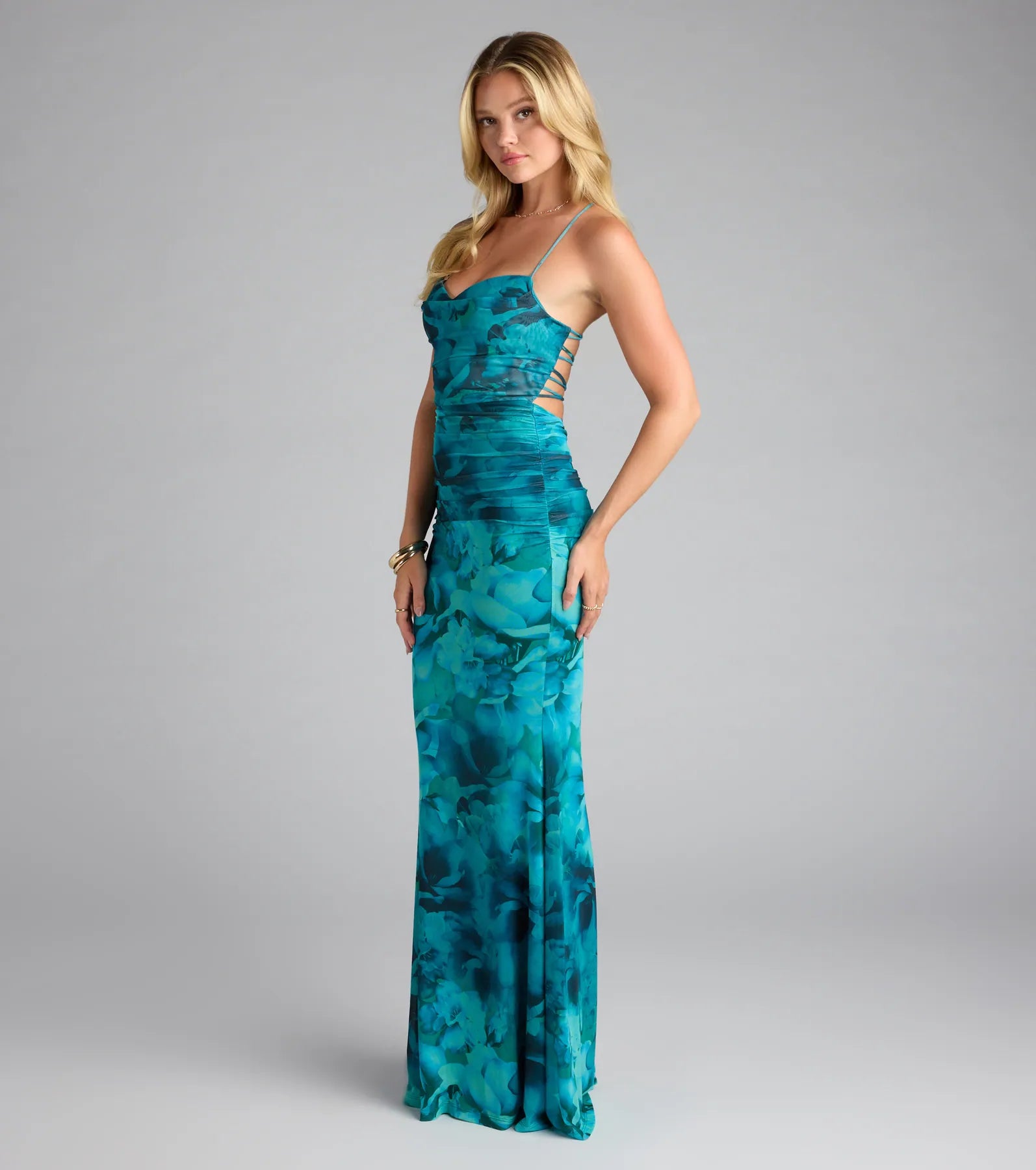  Jayleen Lace-Up Mermaid Floral Formal Dress、mySite、justintrudeaud