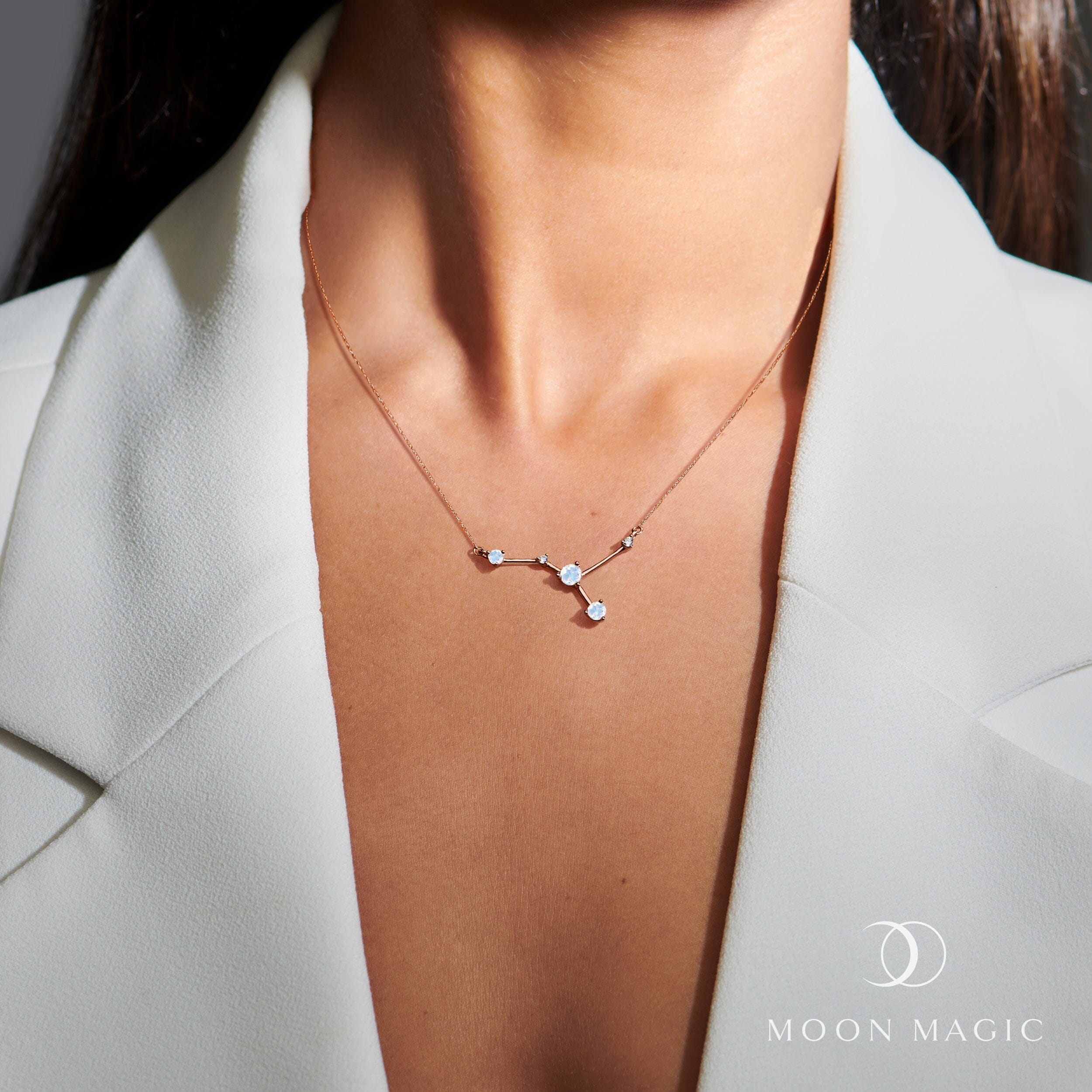 Moonstone Diamond Necklace - Cancer Zodiac Constellation、mySite、hinf8tx79