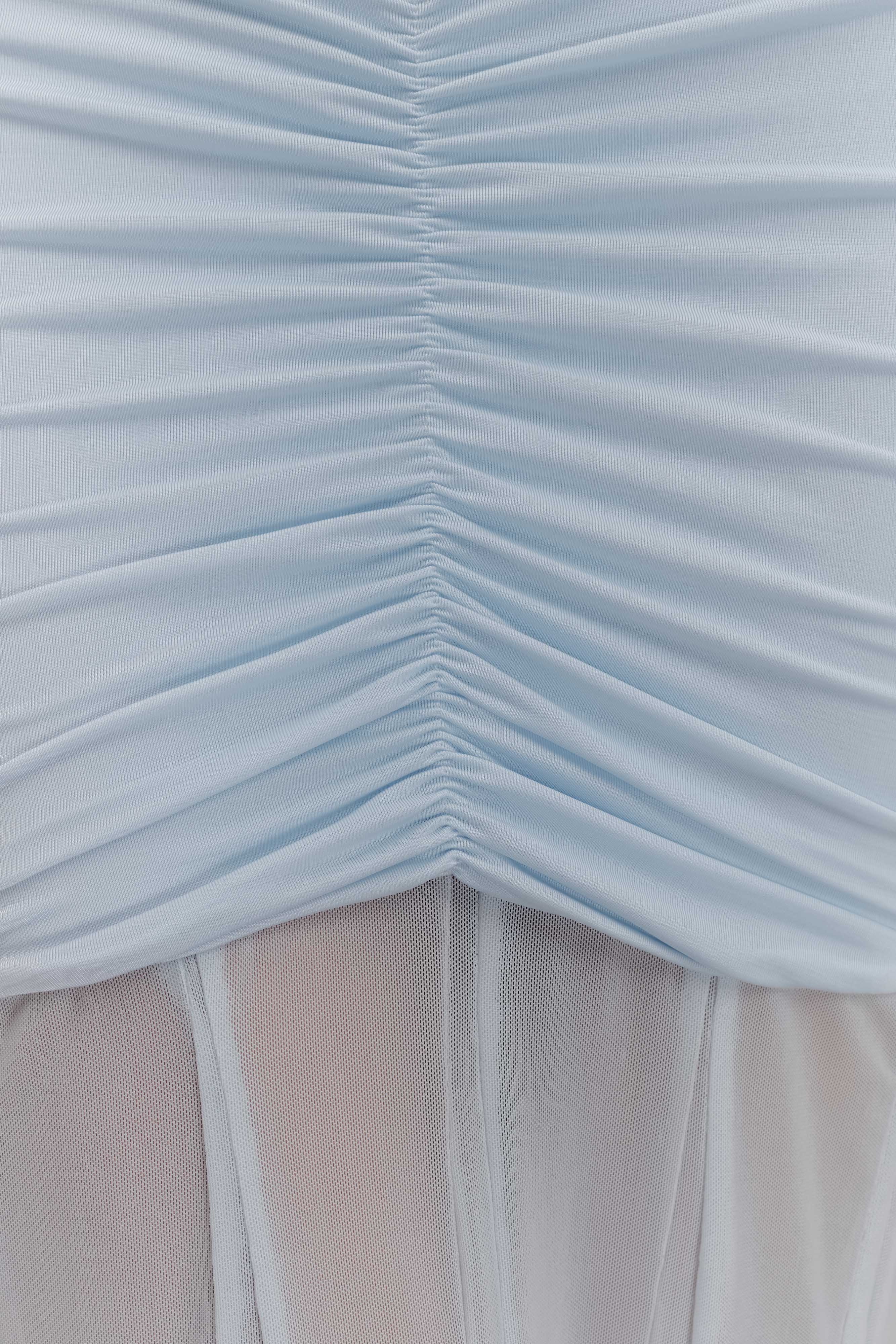 Caspian Slinky And Mesh Off Shoulder Maxi Dress - Pale Blue、mySite、solidvoid