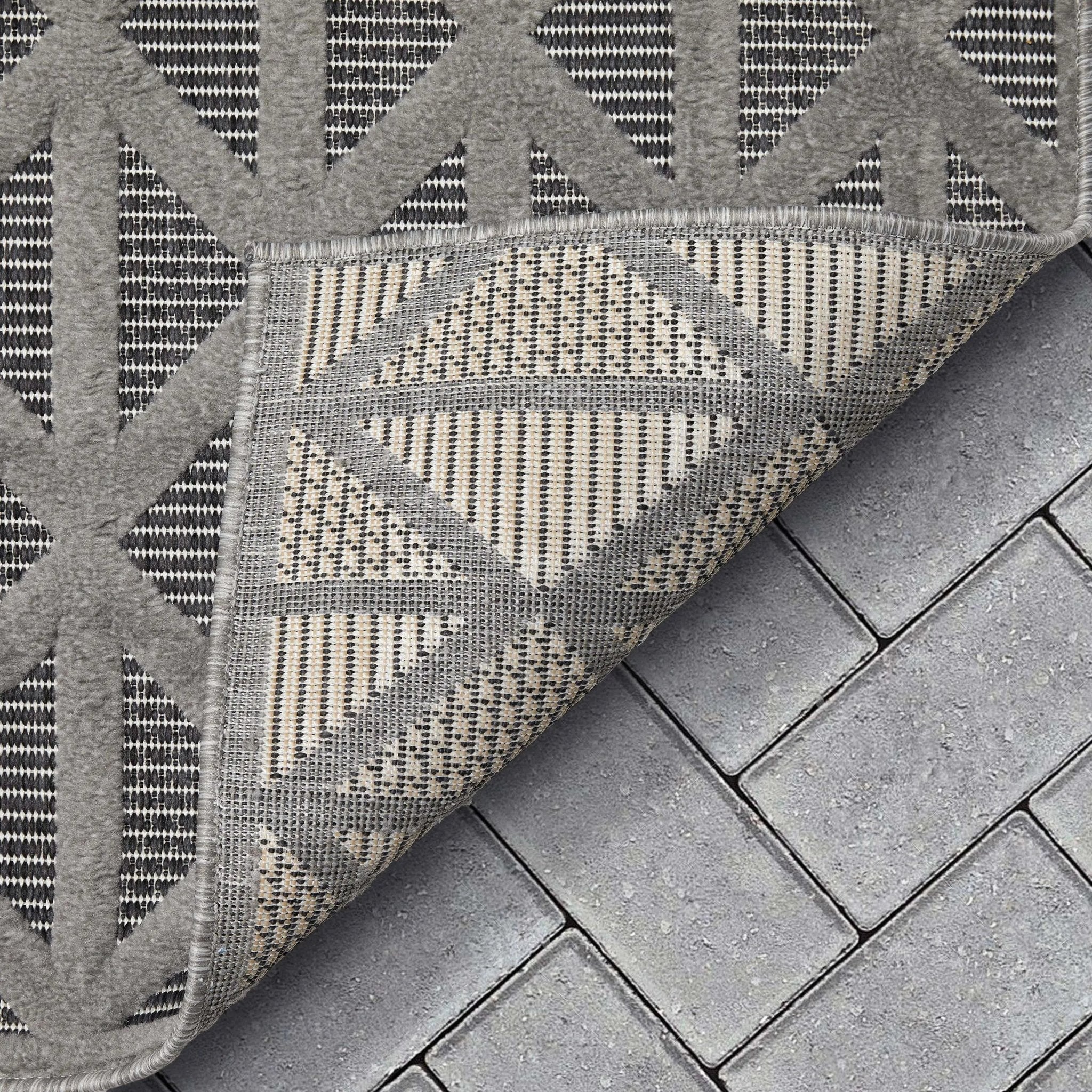 Ciel Modern Geometric Indoor/Outdoor Grey High-Low Rug、mySite、gigharbornorthrealestate