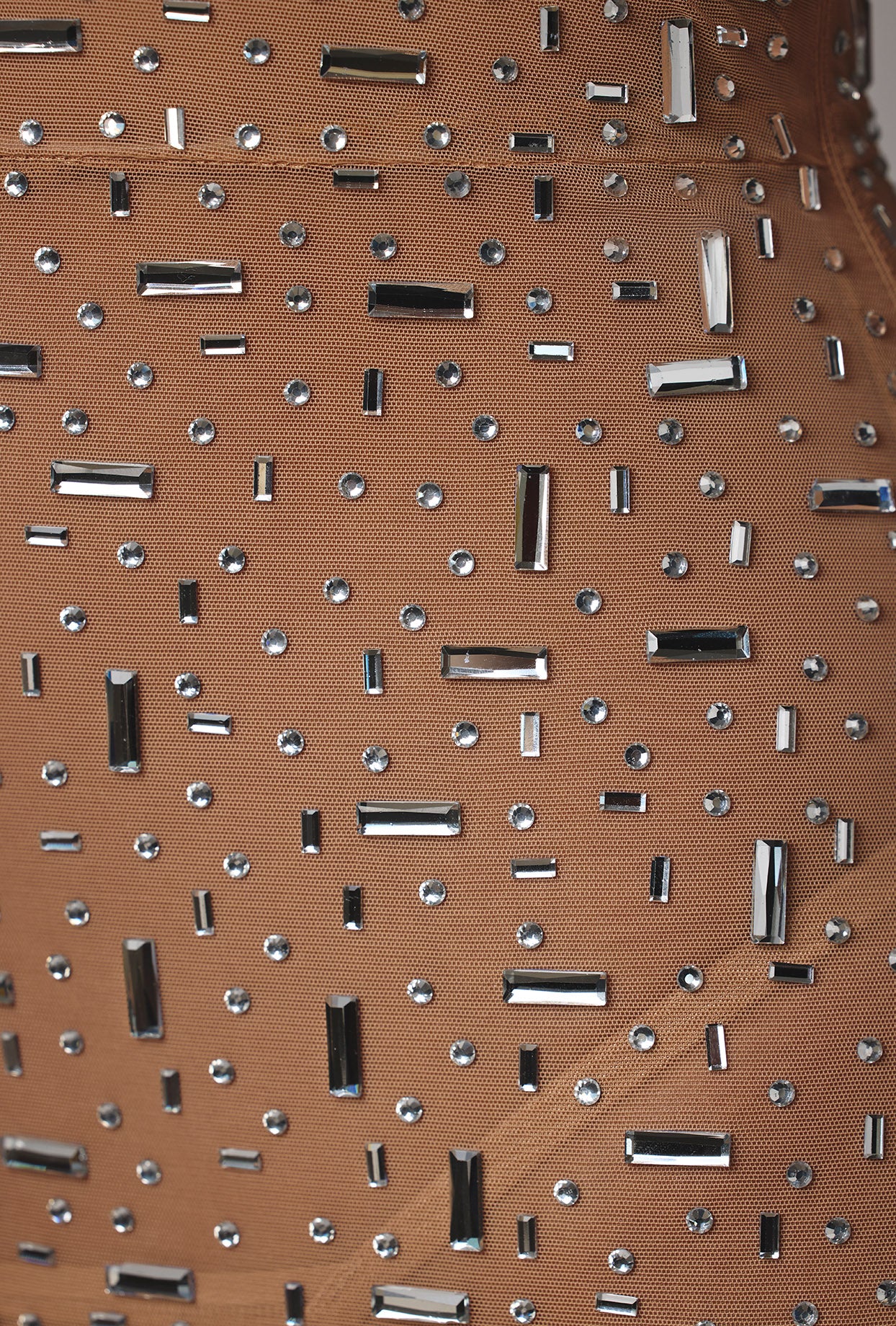 Sheer Embellished High Neck Evening Gown in Almond、mySite、solidvoid