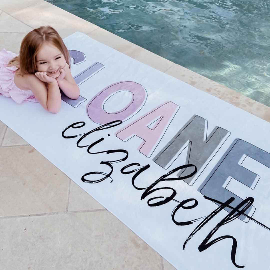  Dusty Hues Color Block Personalized Kids Beach Towel、mySite、layawaytickets
