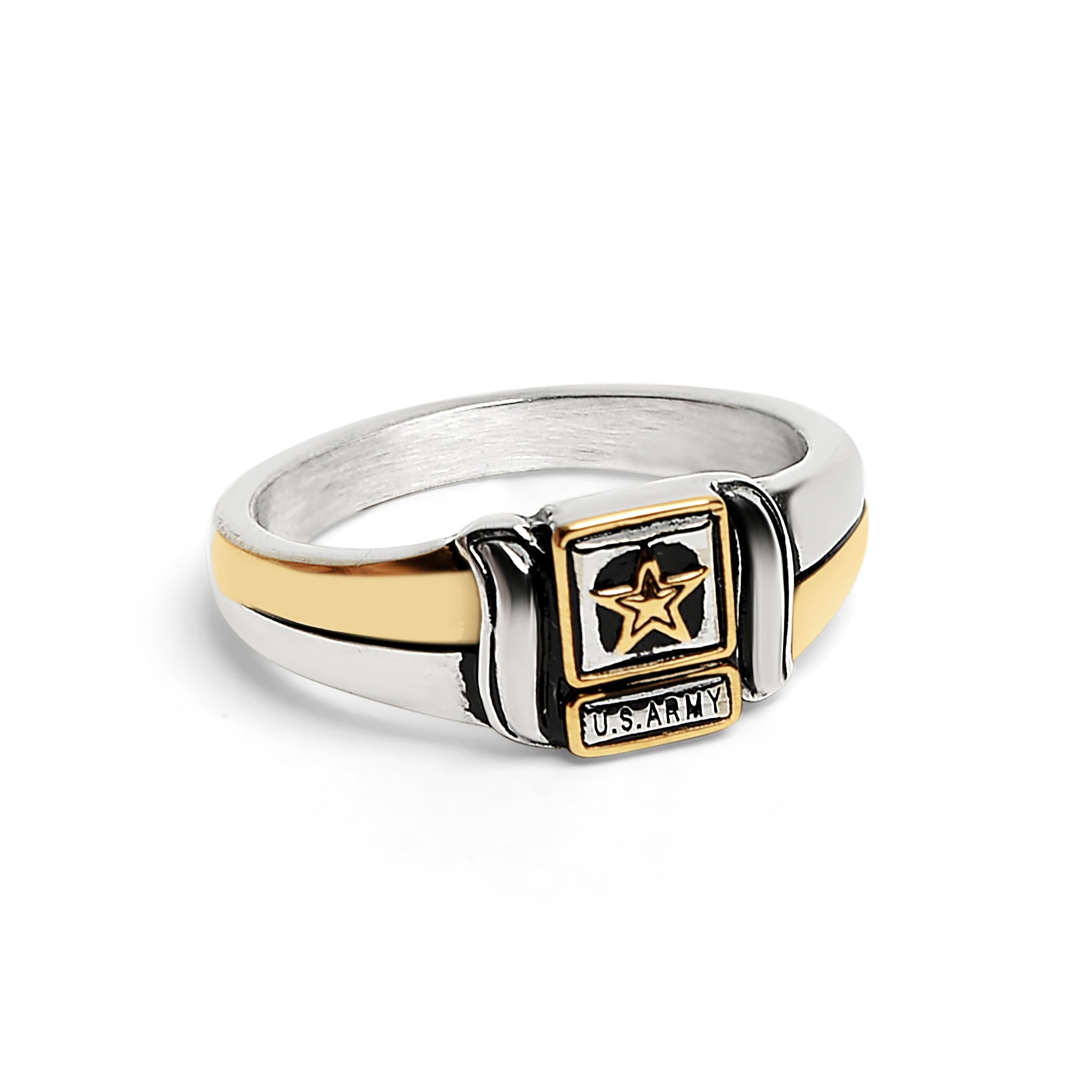 18K Gold PVD Stainless Steel United States Army Two Tone Women's Ring / MCR6015、mySite、dreamappss