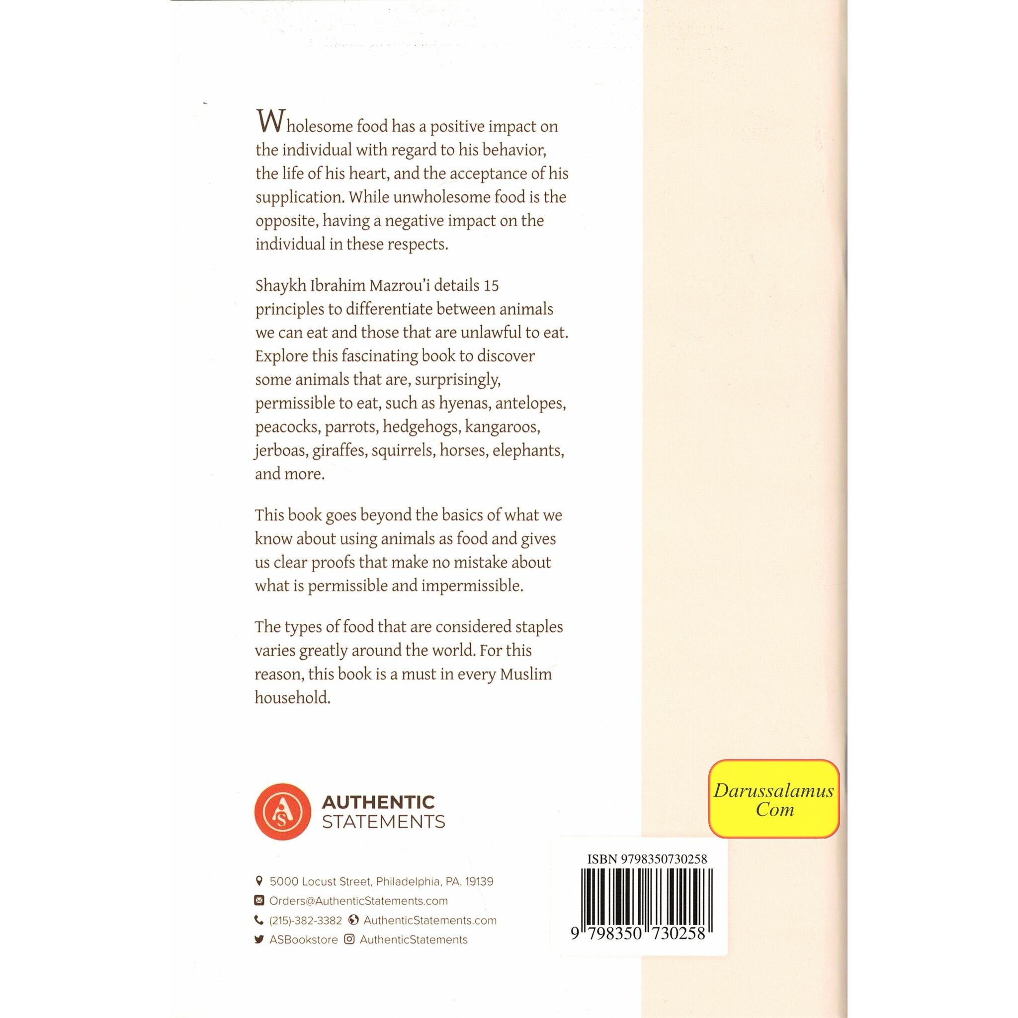 Animals As Food: The Permissible & Impermissible By Shaykh Ibrahim Al-Mazrou'i、mySite、topwebapps