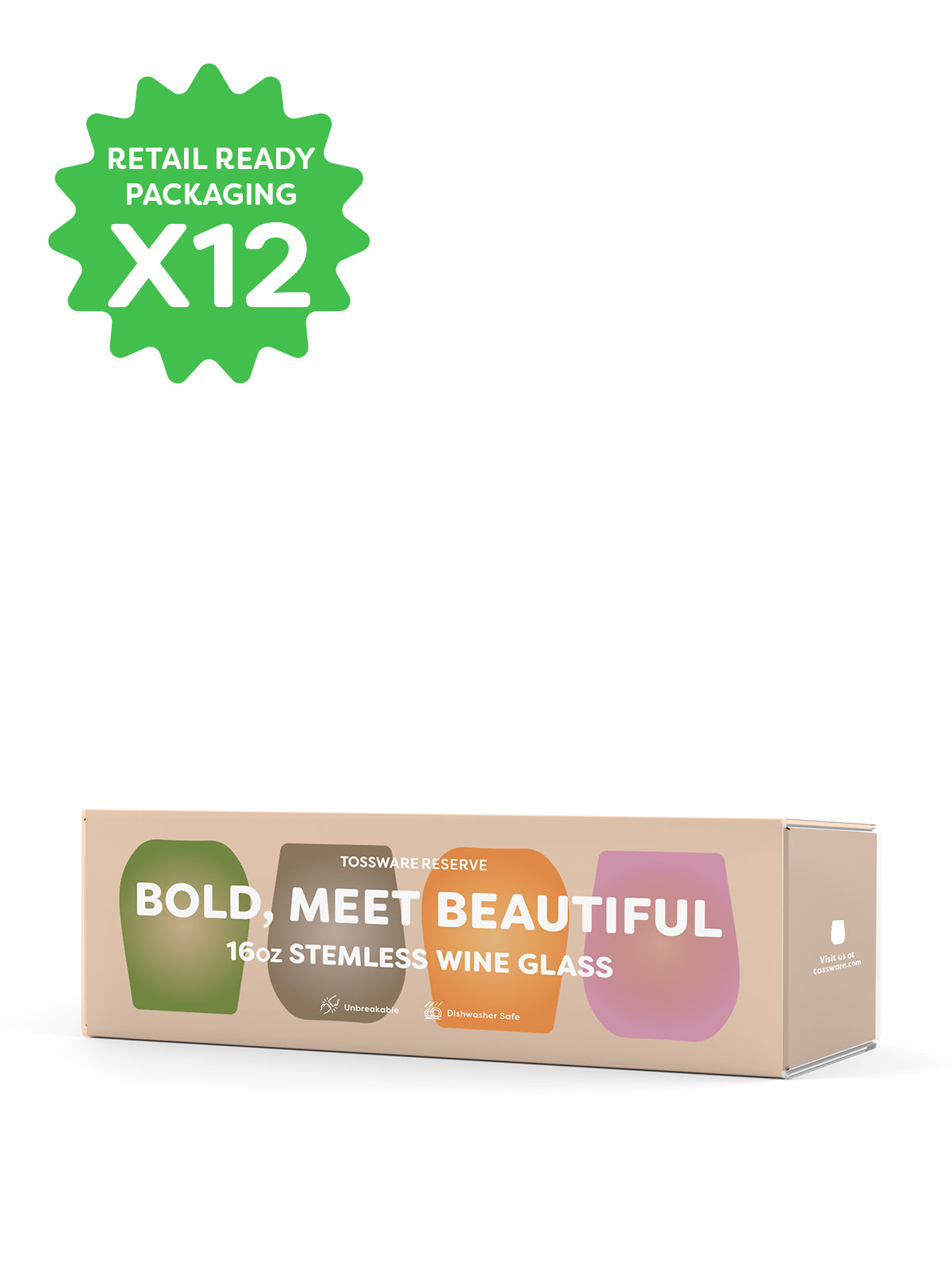 RESERVE 16oz Stemless Wine Color Series Tritan Copolyester Glass Moss - Bulk、mySite、camillekostekn