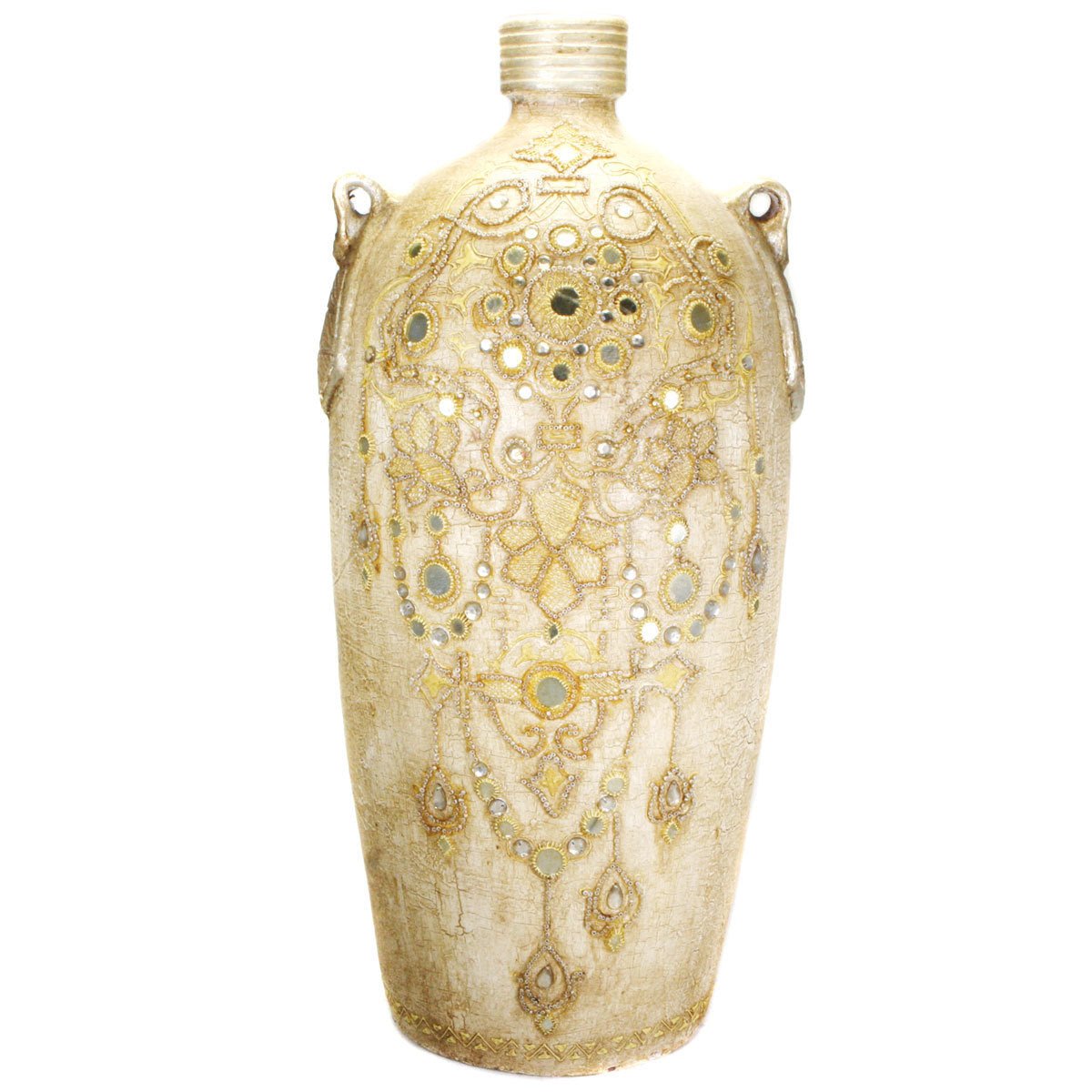 Grand Terra-Cotta Vase with Hand-Painted Embossed Detailing, 24 High、mySite、topwebapps