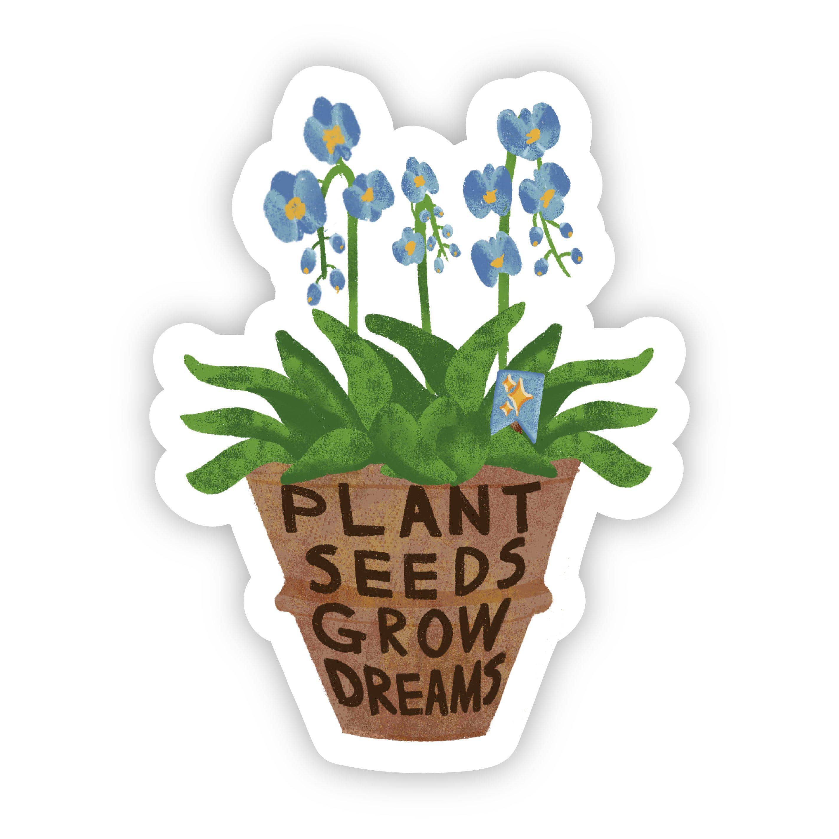  Plant Seeds Grow Dreams Potted Plant Sticker、mySite、elrpsem3k