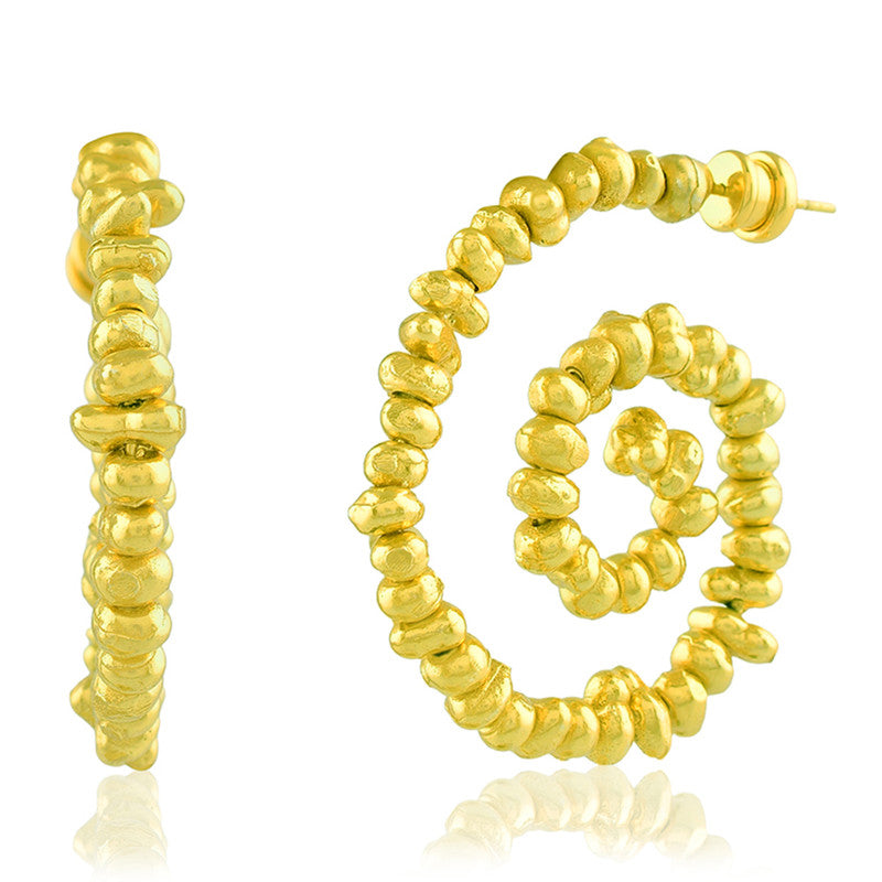 Molten Beaded Spiral Earrings | 14K Gold Plated、mySite、camillekostekn