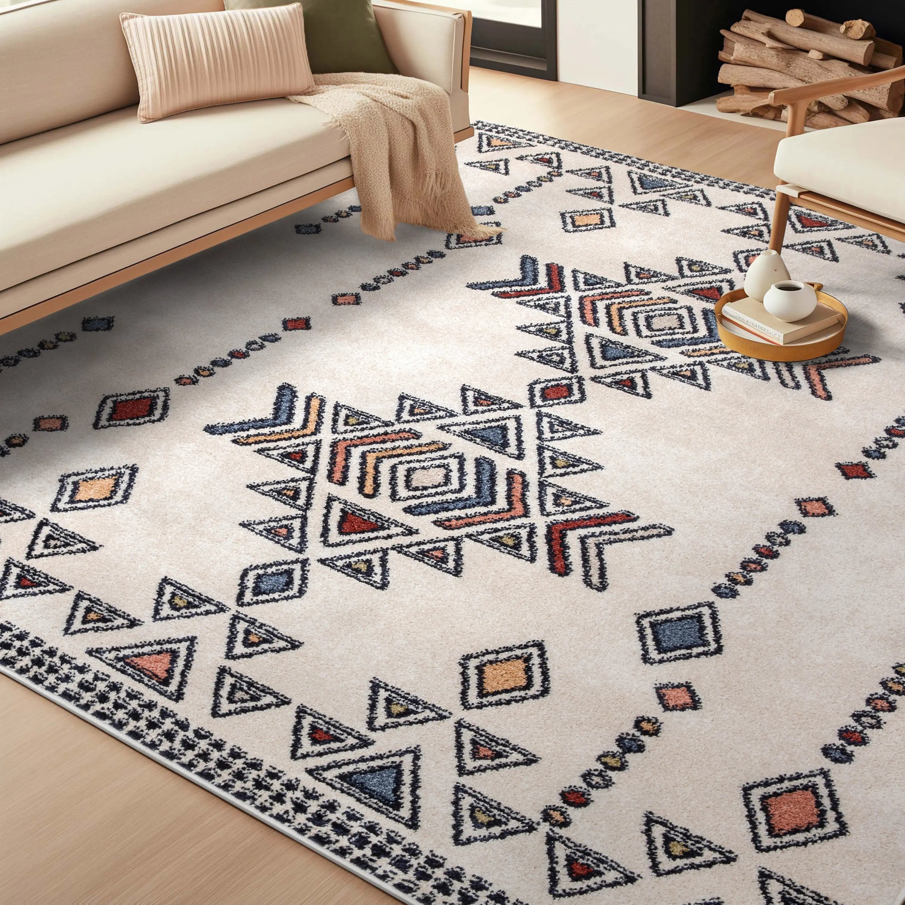 Huron Bohemian Vintage Tribal Beige Rug、mySite、gigharbornorthrealestate