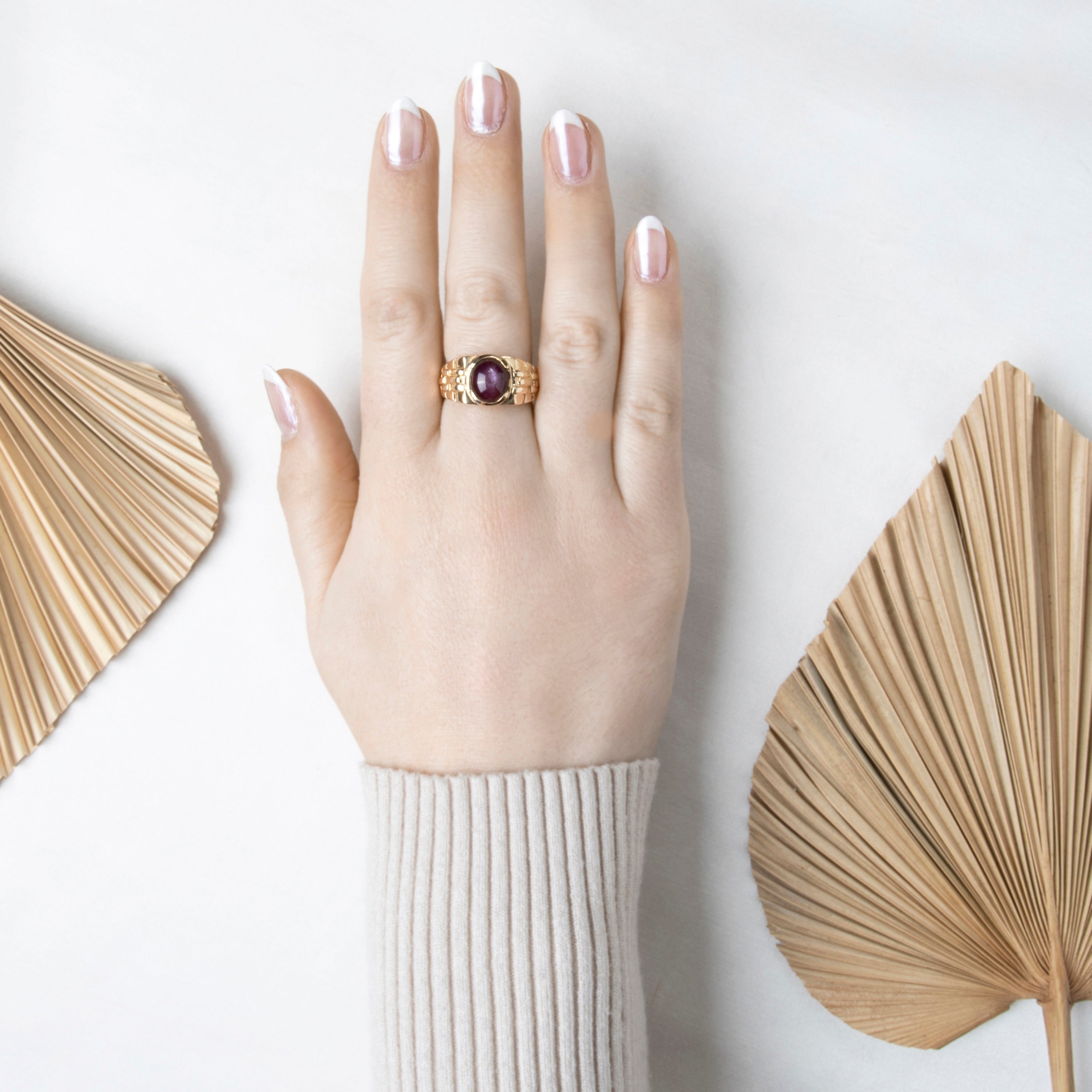 Vintage 14k Yellow Gold 3.9ct Star Ruby Signet Statement Ring 8.50、mySite、hinf8tx79