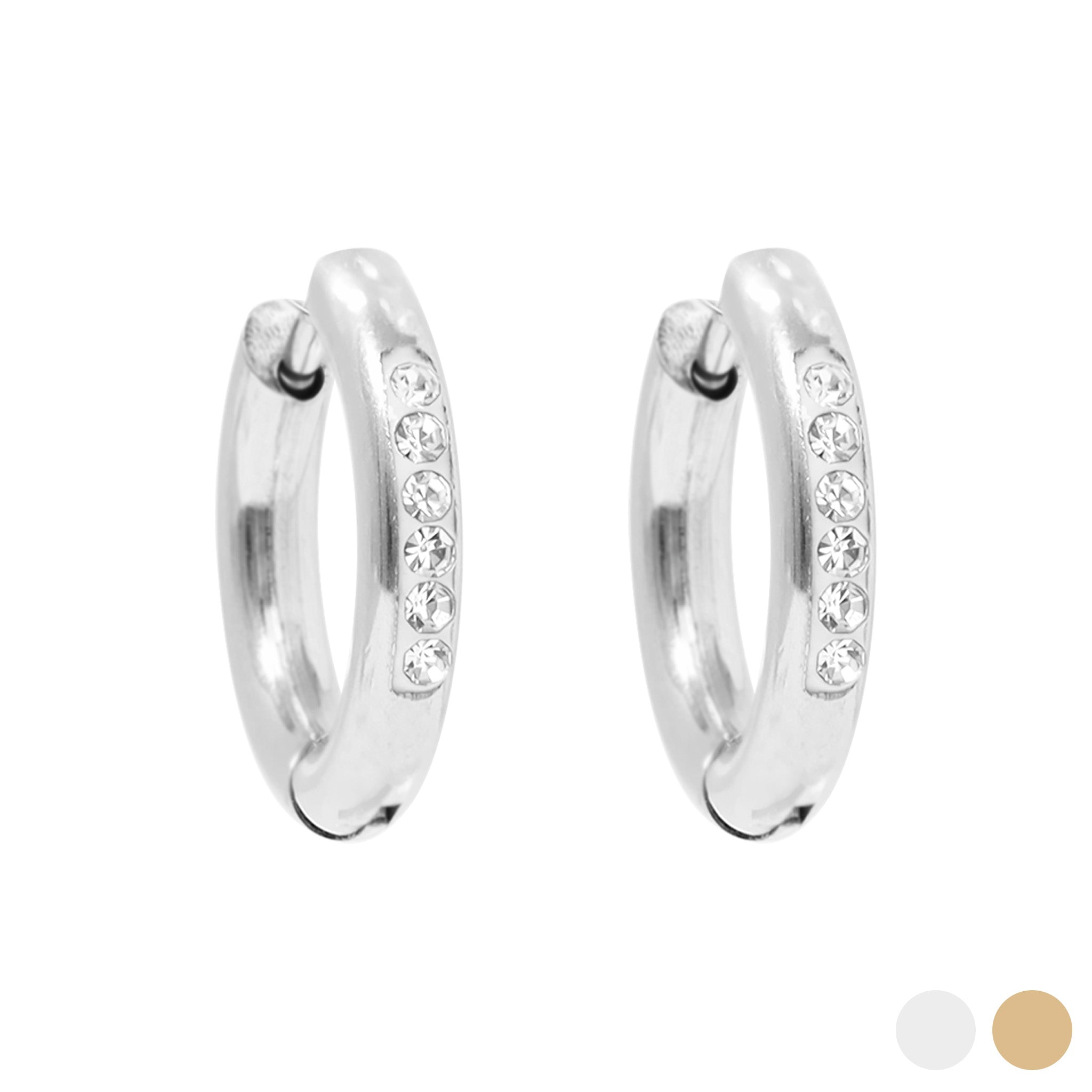 18K Gold PVD Stainless Steel CZ Huggie Hoop Earrings / ERJ0031、mySite、dreamappss