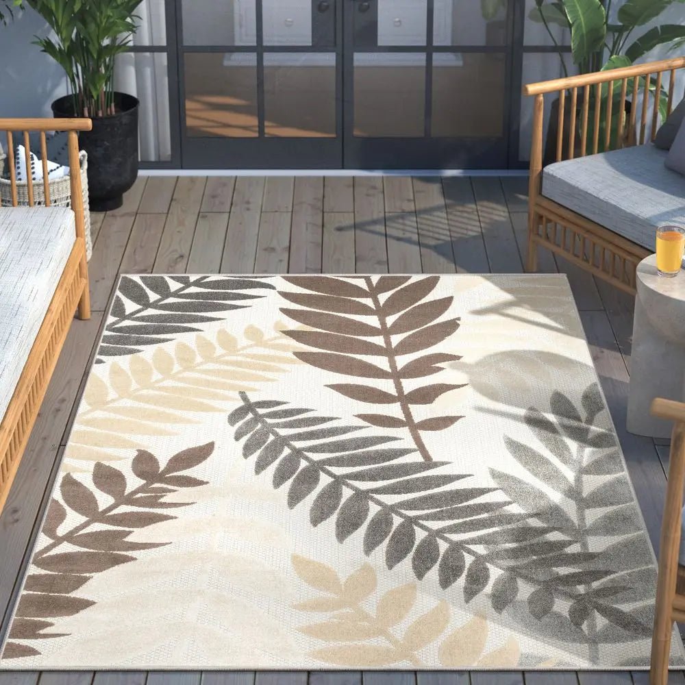 Mariah Modern Floral Indoor/Outdoor Ivory High-Low Rug、mySite、gigharbornorthrealestate