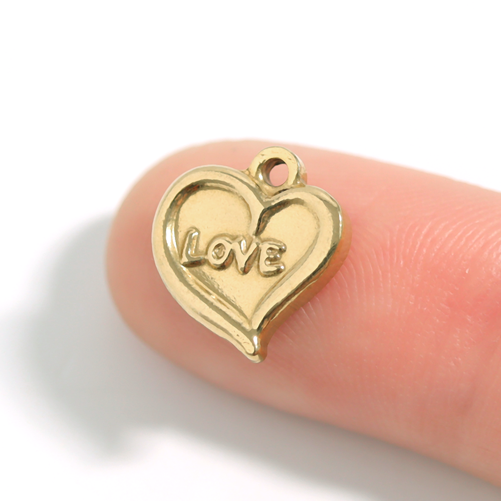 18K Gold PVD Stainless Steel Love Heart Charm / PDL0106、mySite、dreamappss
