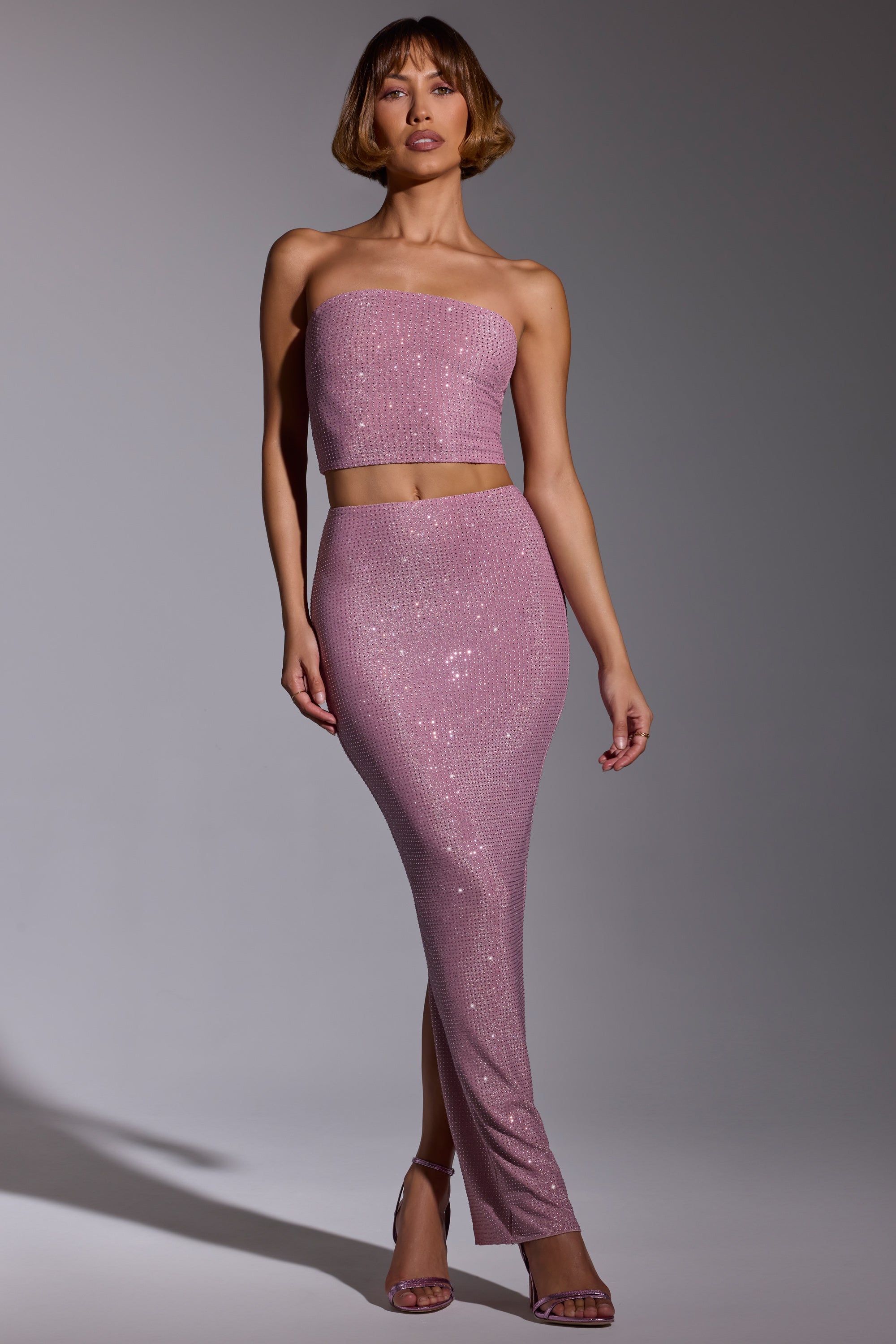 Embellished Mid Rise Gown Skirt in Light Pink、mySite、solidvoid