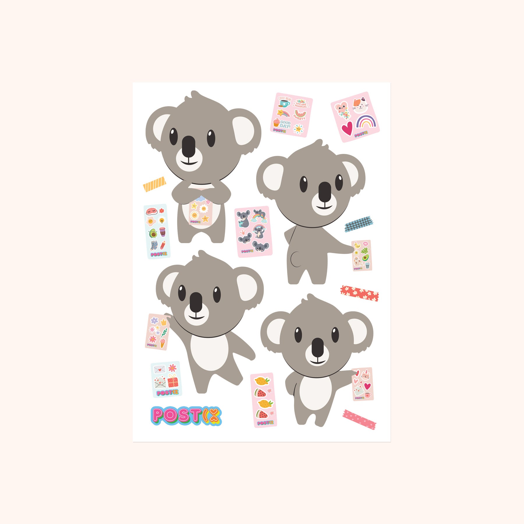  Kameo the Koala Loves Stickers A6 Sticker Sheet、mySite、ghnorth