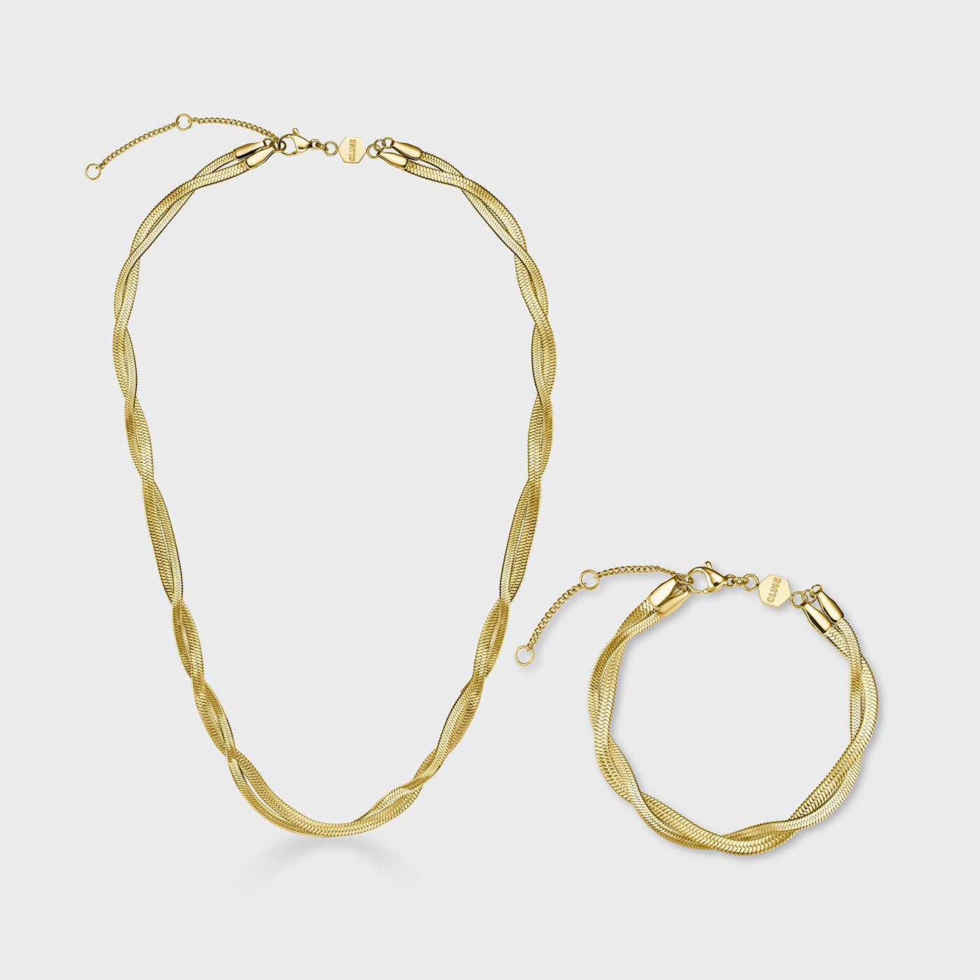  Gift Box Élevé Twisted Snake Bracelet & Necklace, Gold Colour