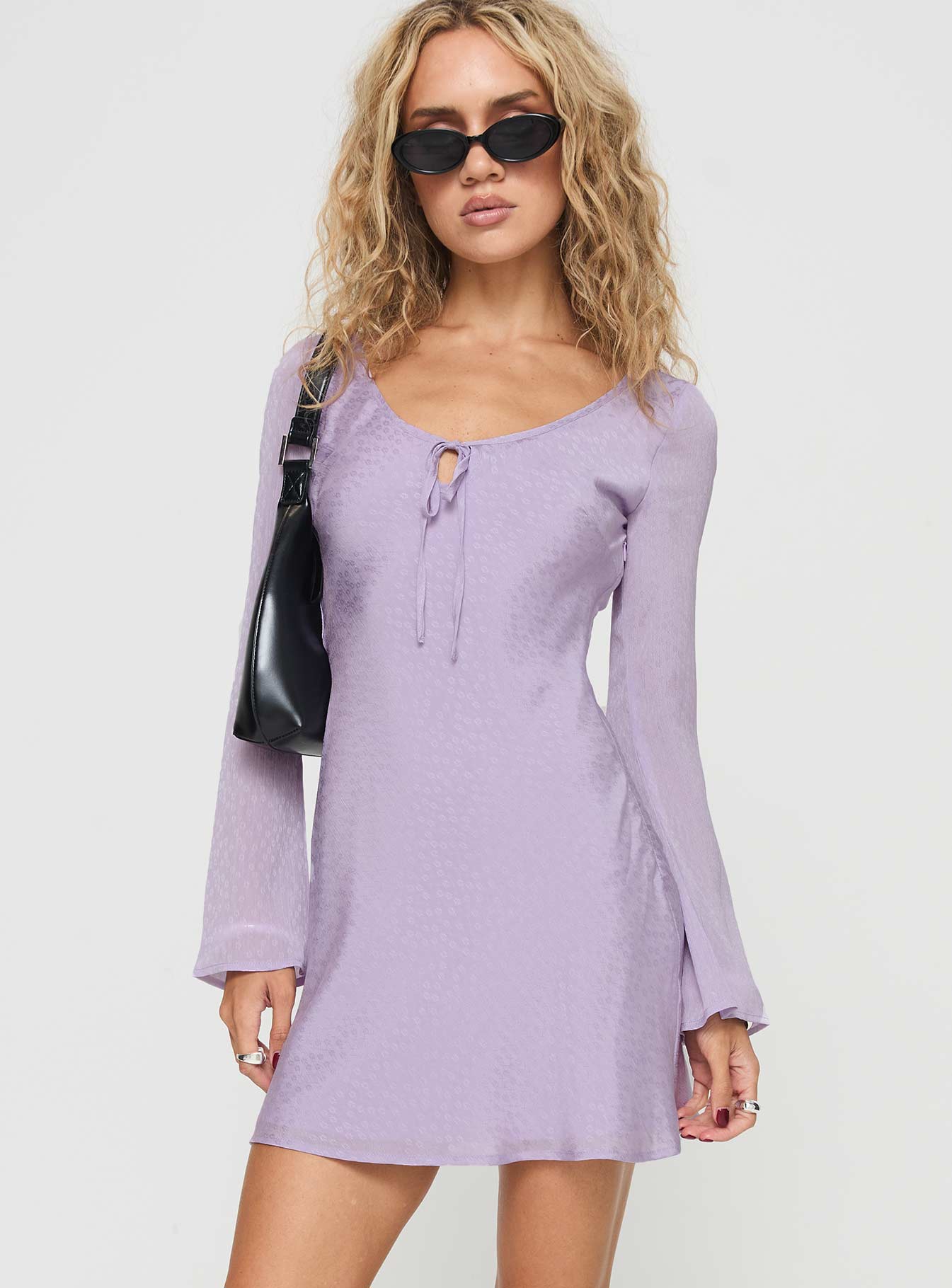 Sorrento Long Sleeve Mini Dress Purple、mySite、solidvoid