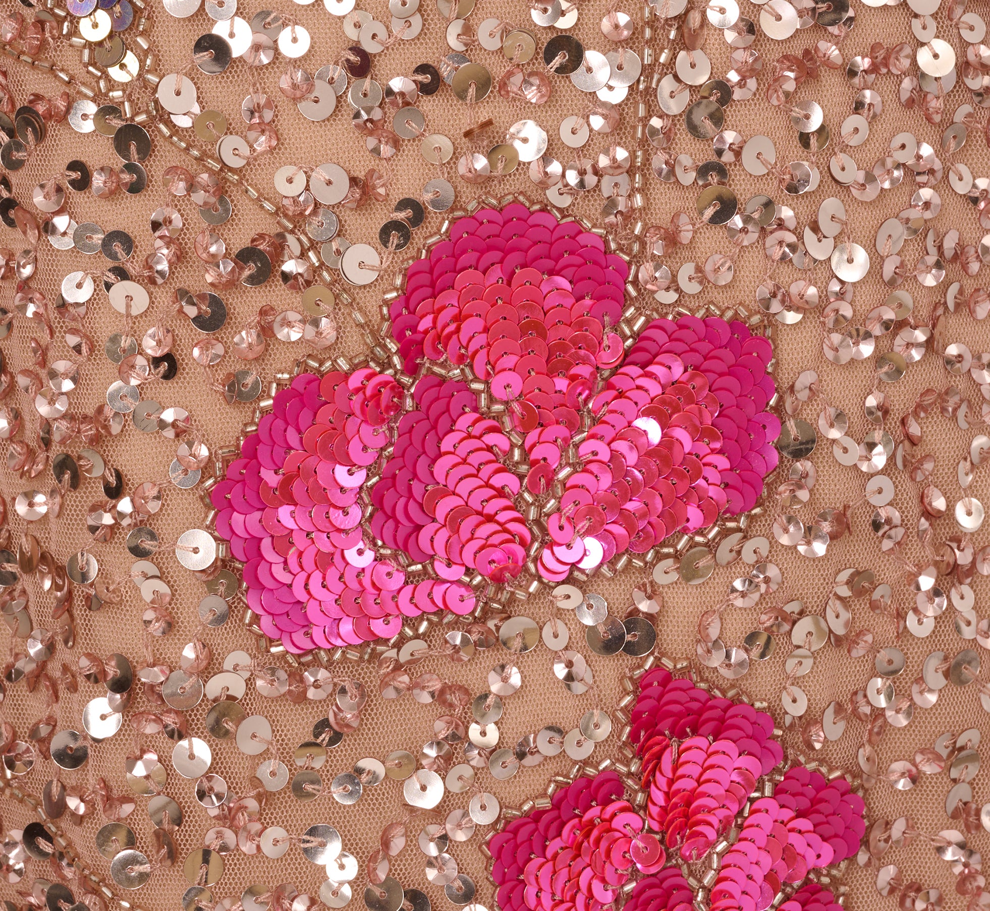 Sequin Floral Trapeze Dress With Short Sleeves In Rosegold Hot Pink、mySite、solidvoid