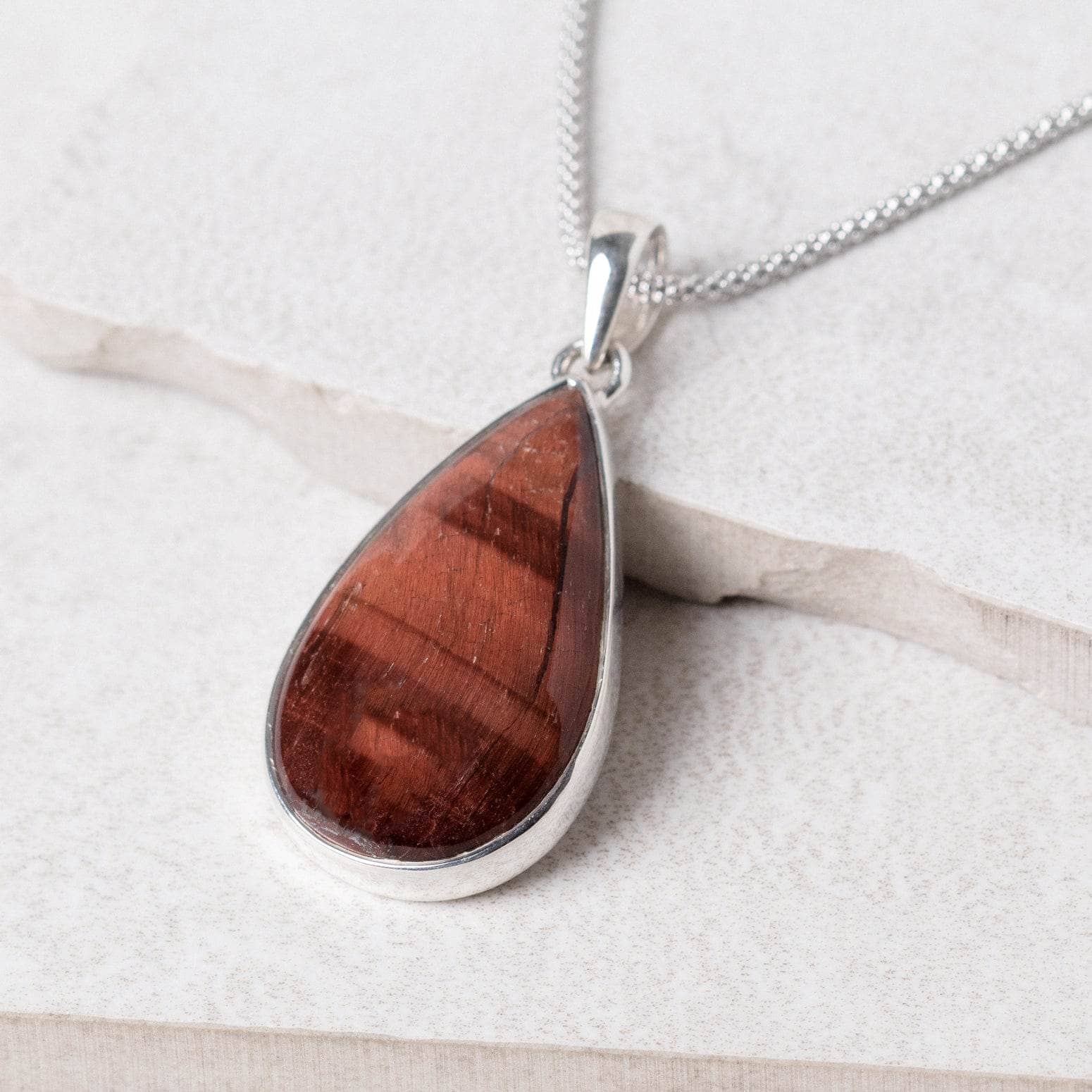 Red Tiger Eye Teardrop Pendant Necklace、mySite、hinf8tx79
