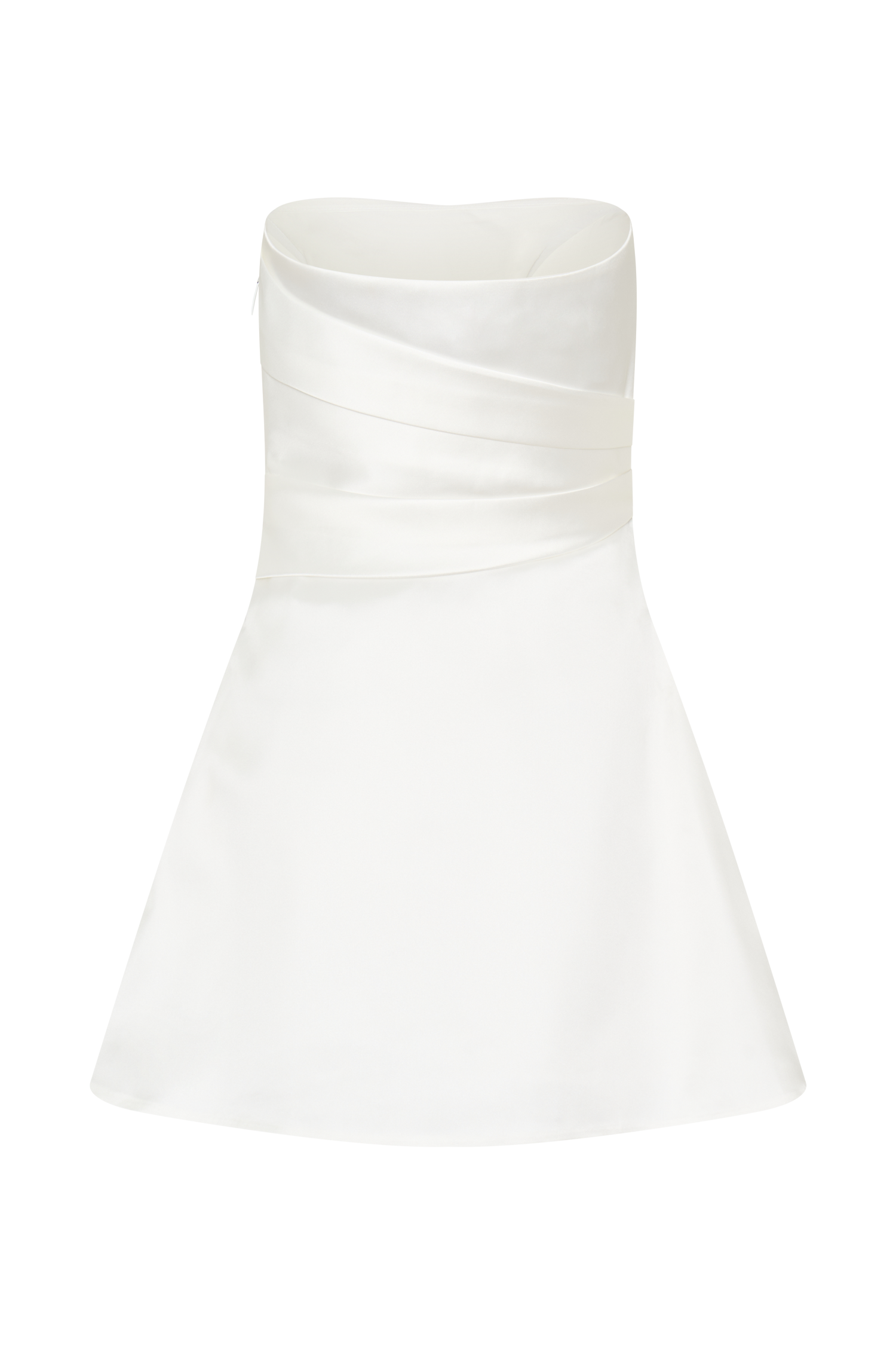 Lora Strapless Satin Mini Dress - White、mySite、solidvoid
