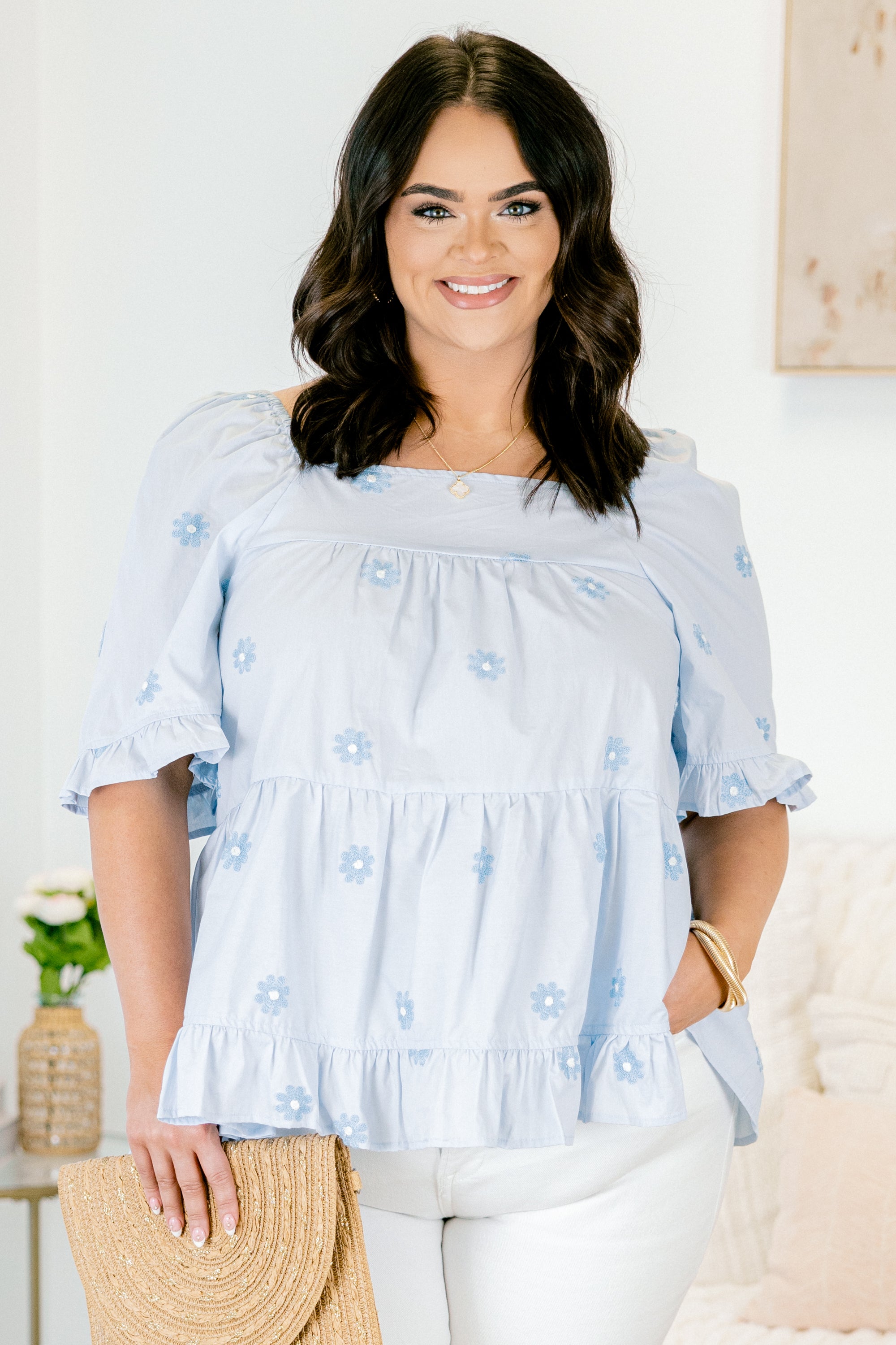  Grateful To Be Here Top, Light Blue、mySite、justintrudeaud