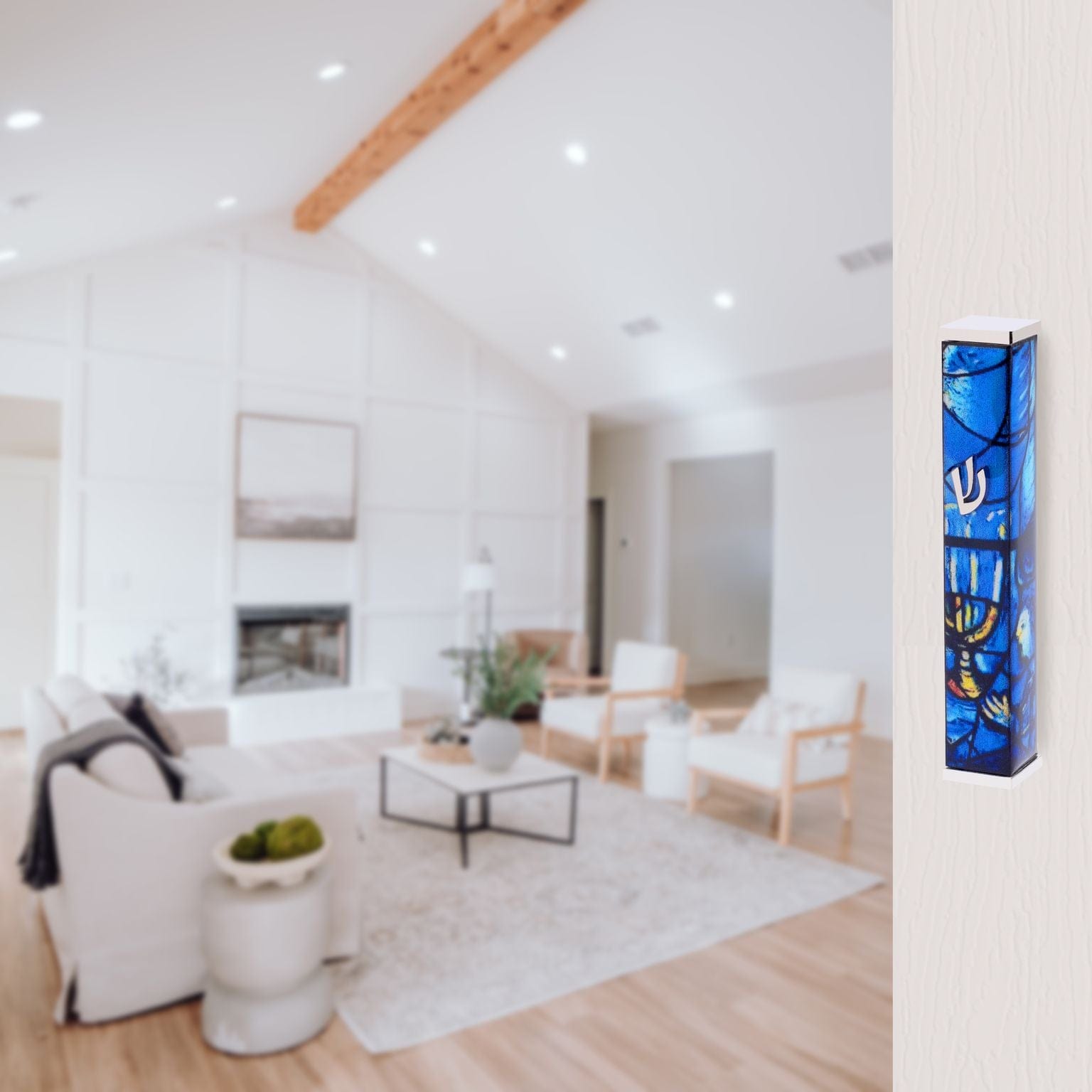 Blue and Silver Marc Chagall Mezuzah Case、mySite、topwebapps