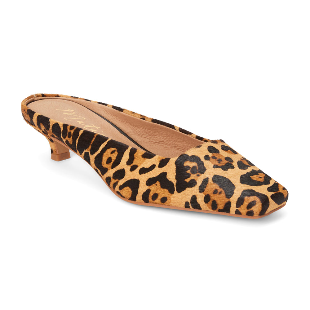 Classy Leopard Square Toe Kitten Heel Mules、mySite、gtrtttuynbv