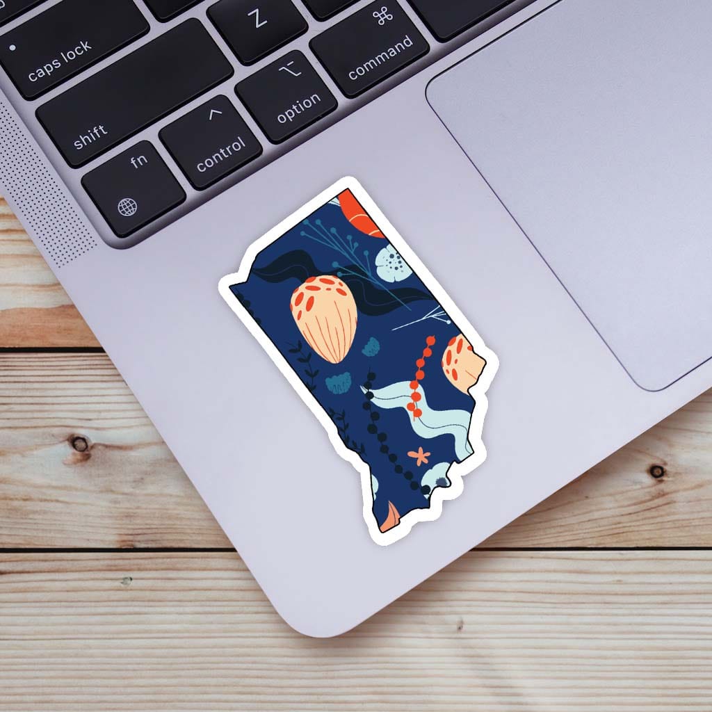  Indiana Blue Floral Abstract Sticker、mySite、ghnorth
