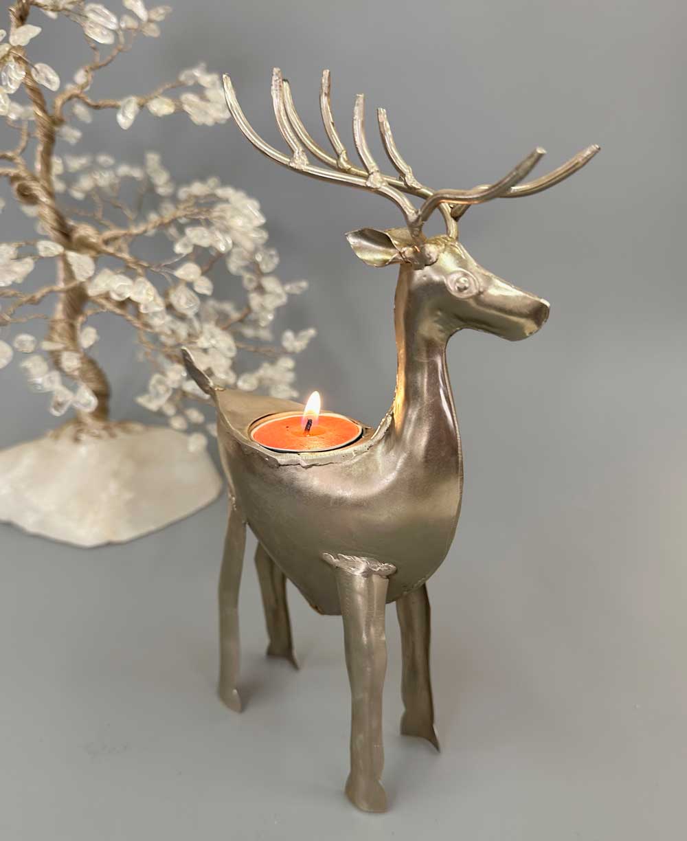 Handcrafted Wrought Iron Reindeer Tea Light Holder、mySite、topwebapps